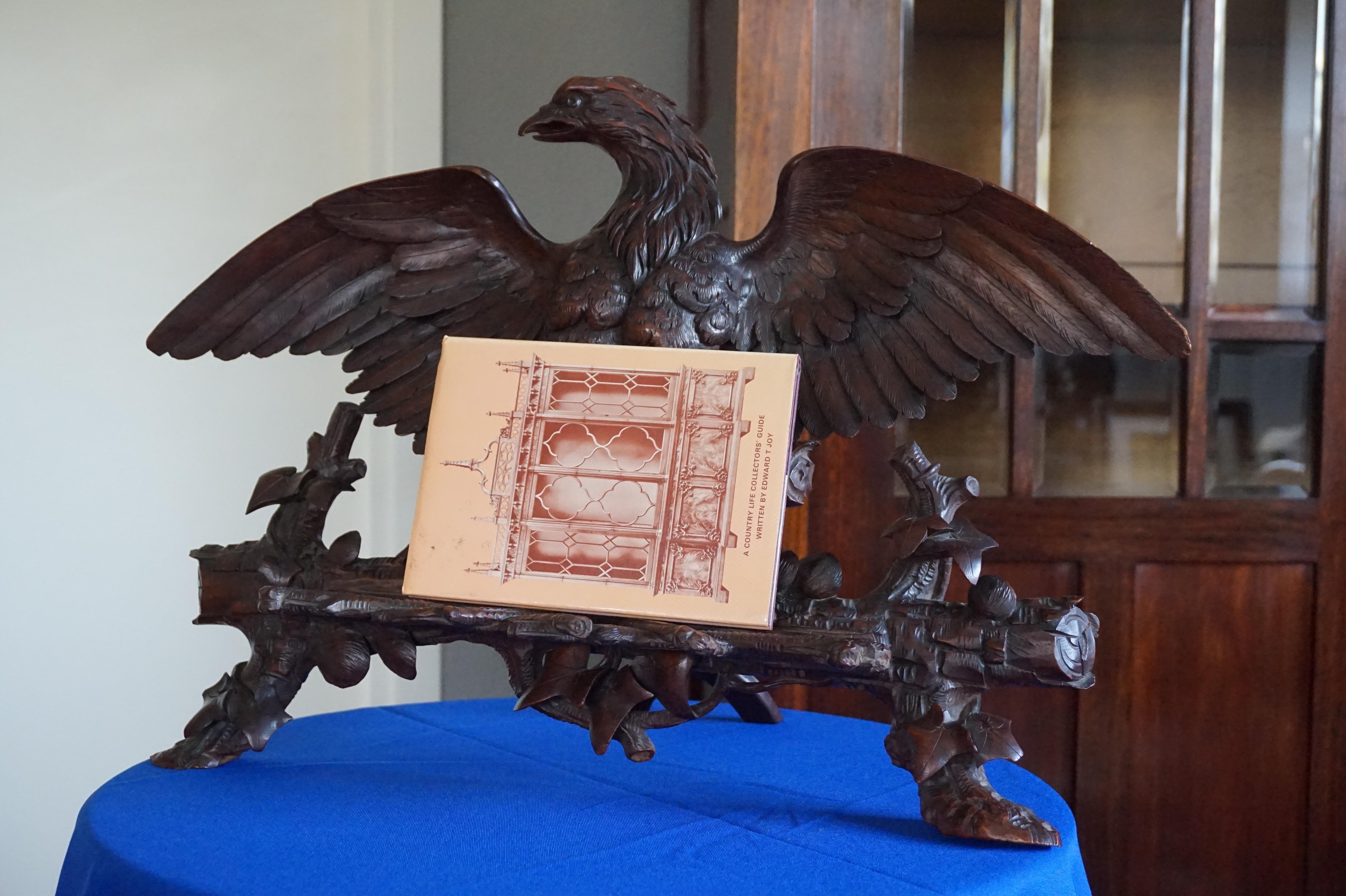 Hand Carved 19th Century Swiss Black Forest Nutwood Eagle Sculpture / Book Stand 2