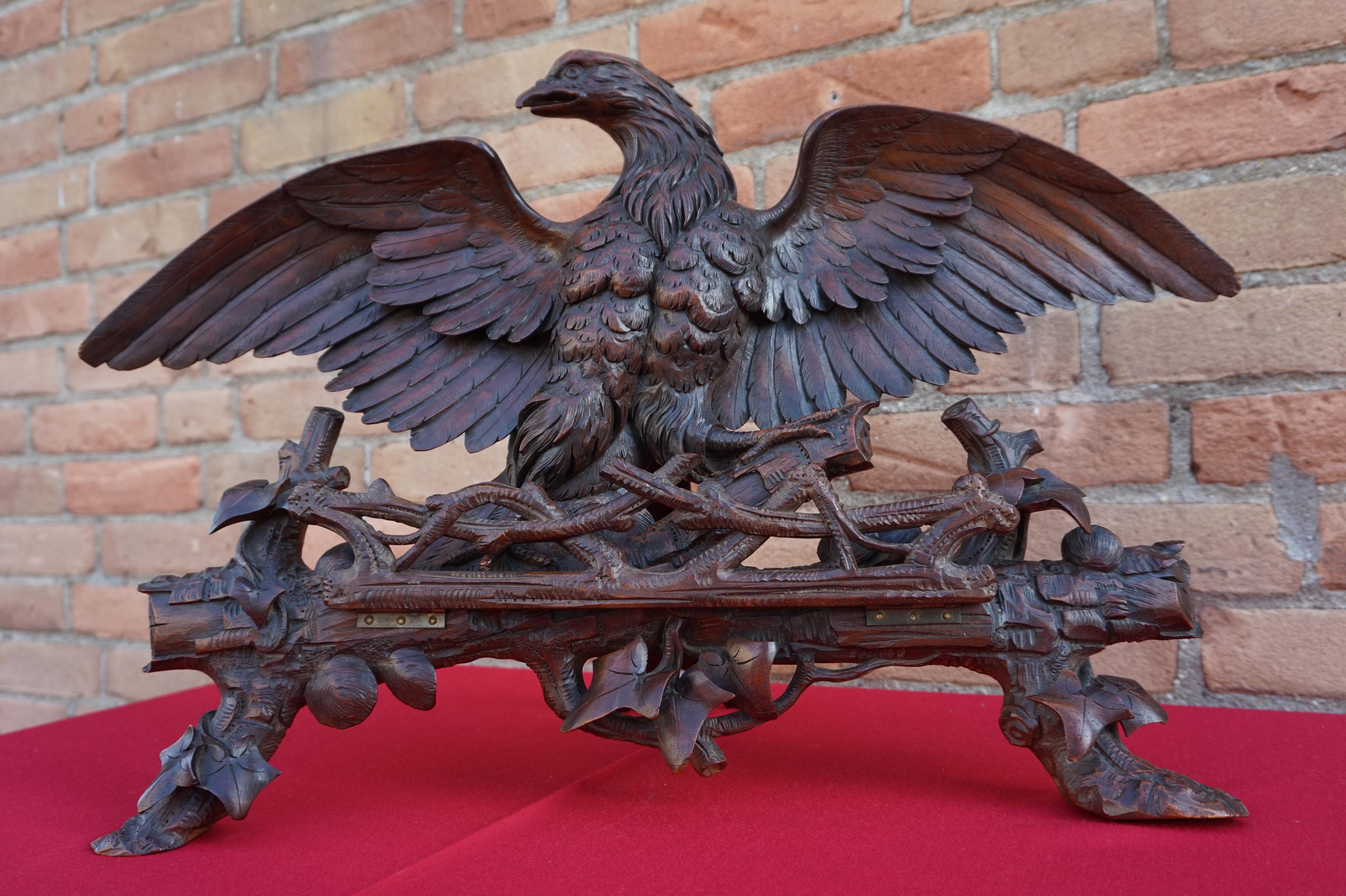 Hand Carved 19th Century Swiss Black Forest Nutwood Eagle Sculpture / Book Stand 3