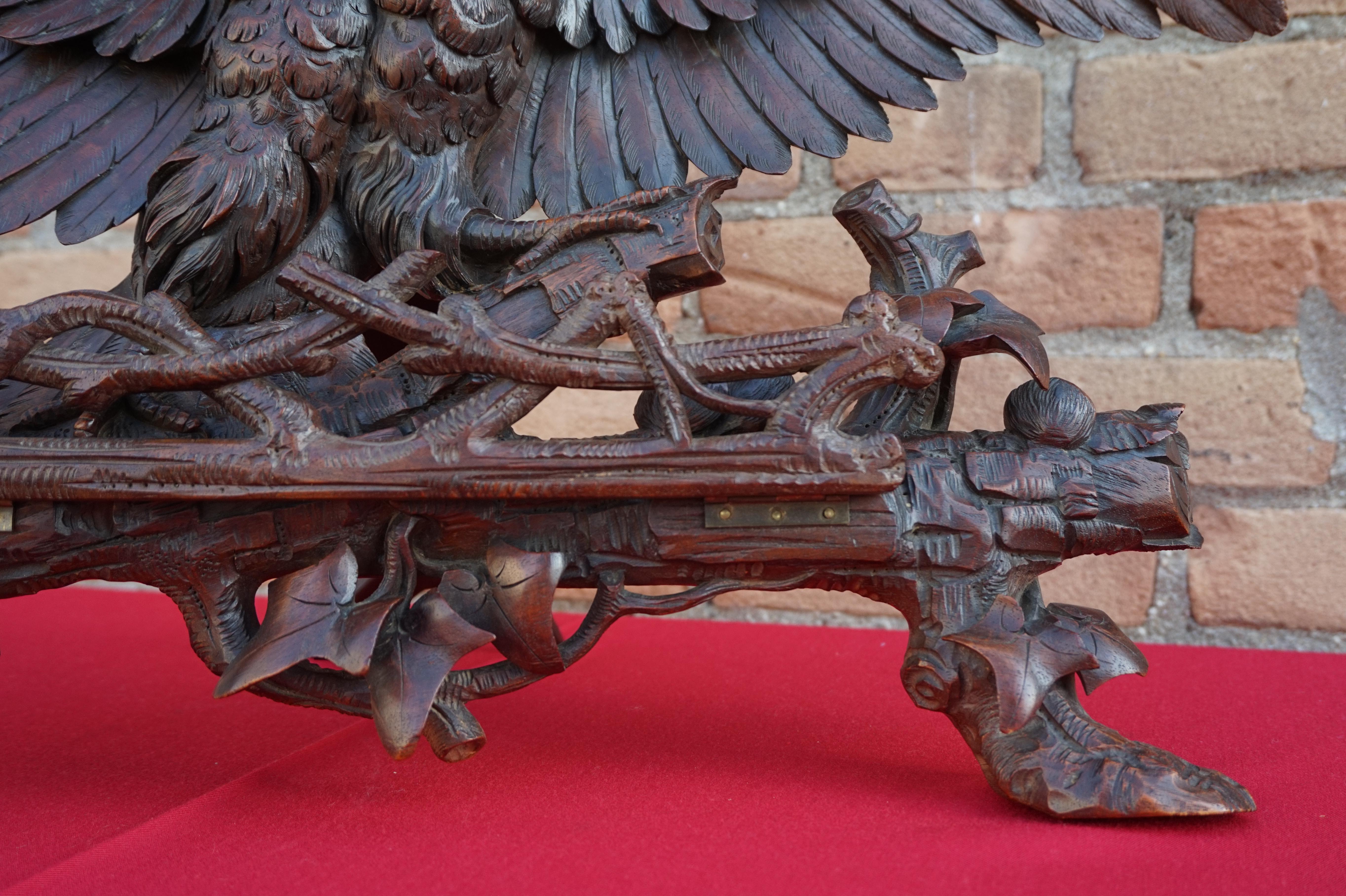 Hand Carved 19th Century Swiss Black Forest Nutwood Eagle Sculpture / Book Stand 4