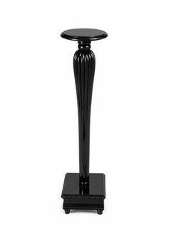 Hand-Carved Black Lacquer Pedestal Column, Neoclassical Style, High-Gloss Finish