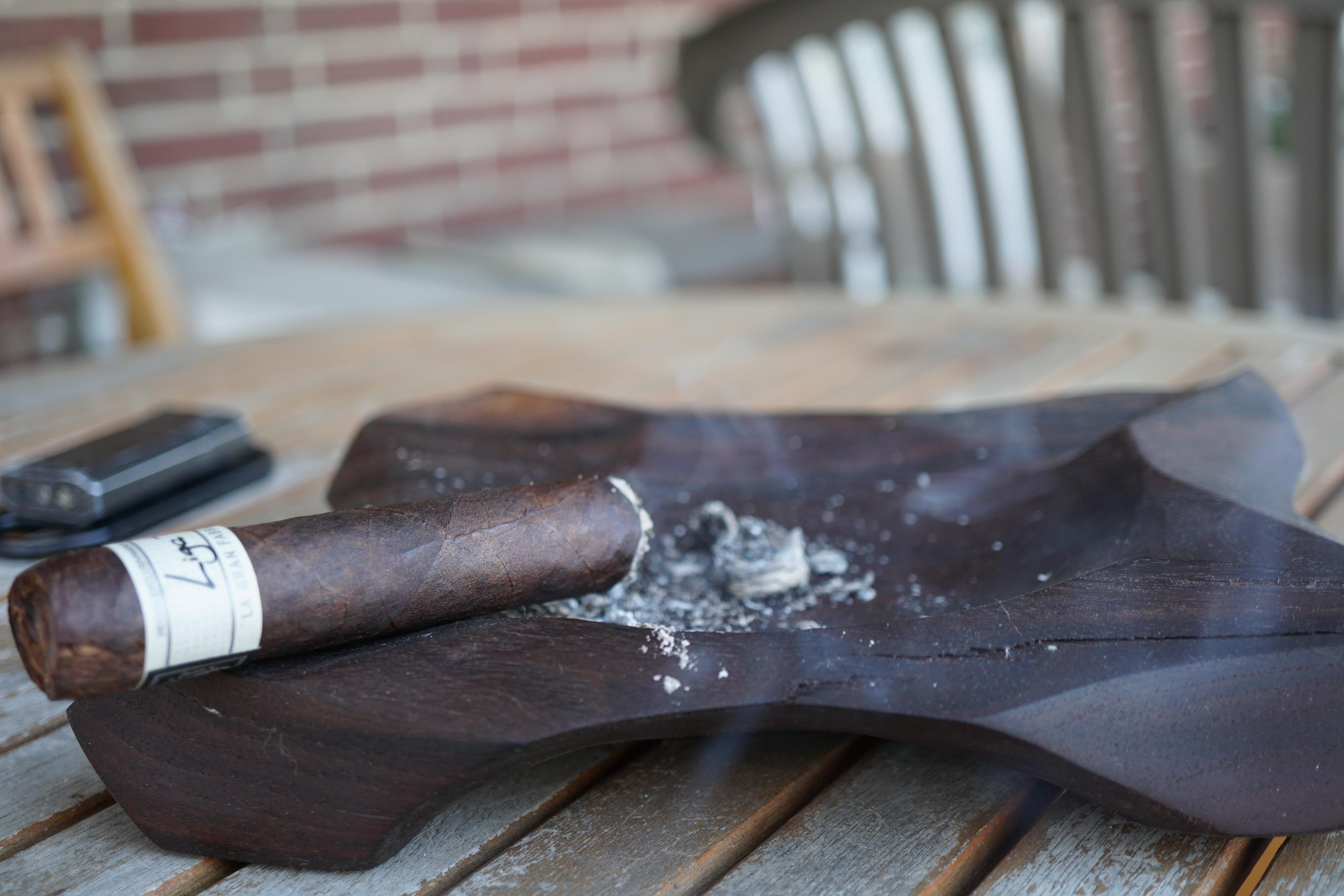 Modern Hand-carved Black Walnut Cigar Ashtray For Sale