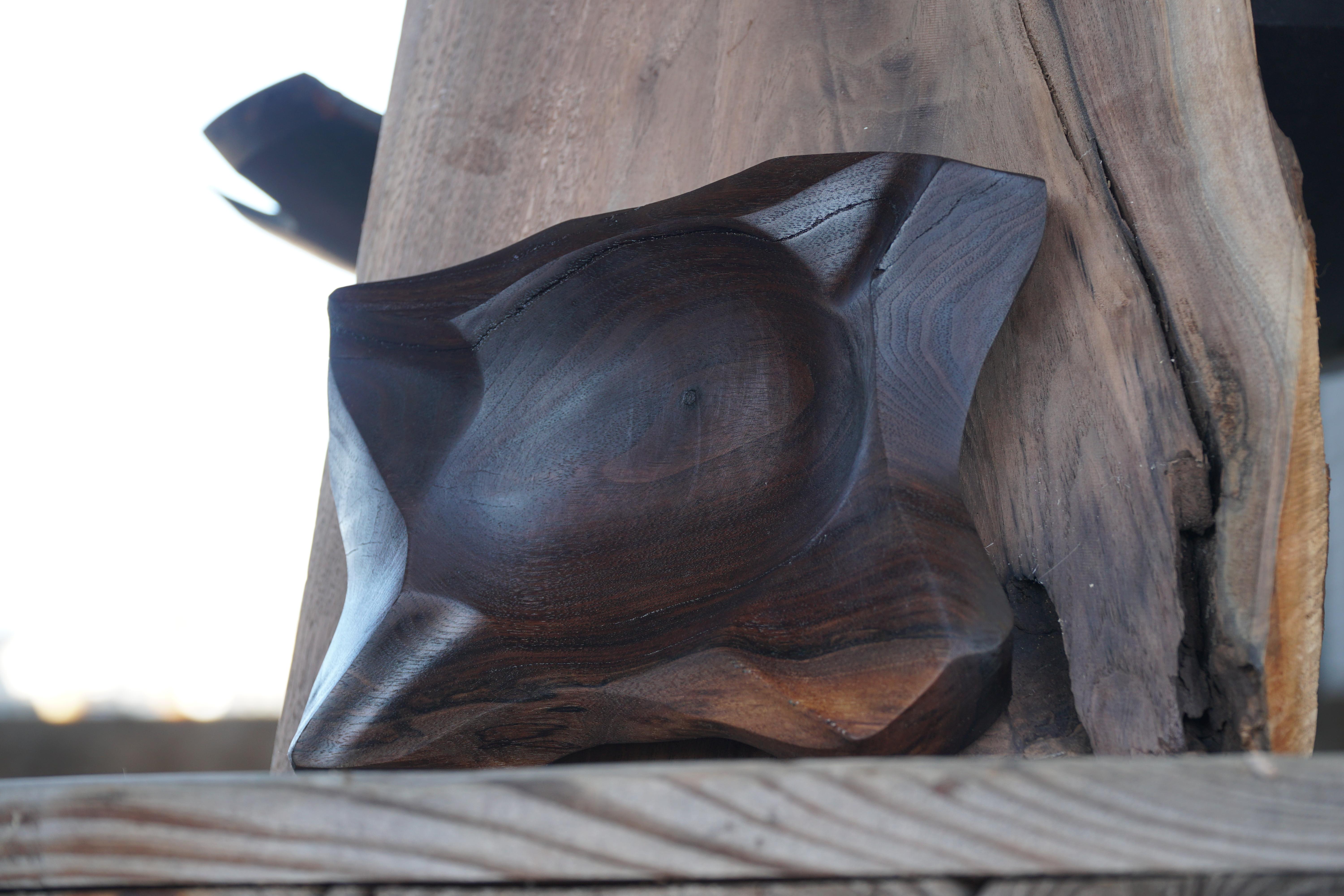 Hand-carved Black Walnut Cigar Ashtray In New Condition For Sale In Columbus, OH