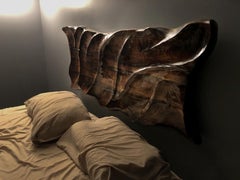 Hand-Carved Black Walnut Ripple Headboard or Wall Art