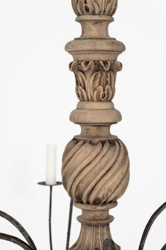 Hand-carved Bleached Wood French Chandelier
