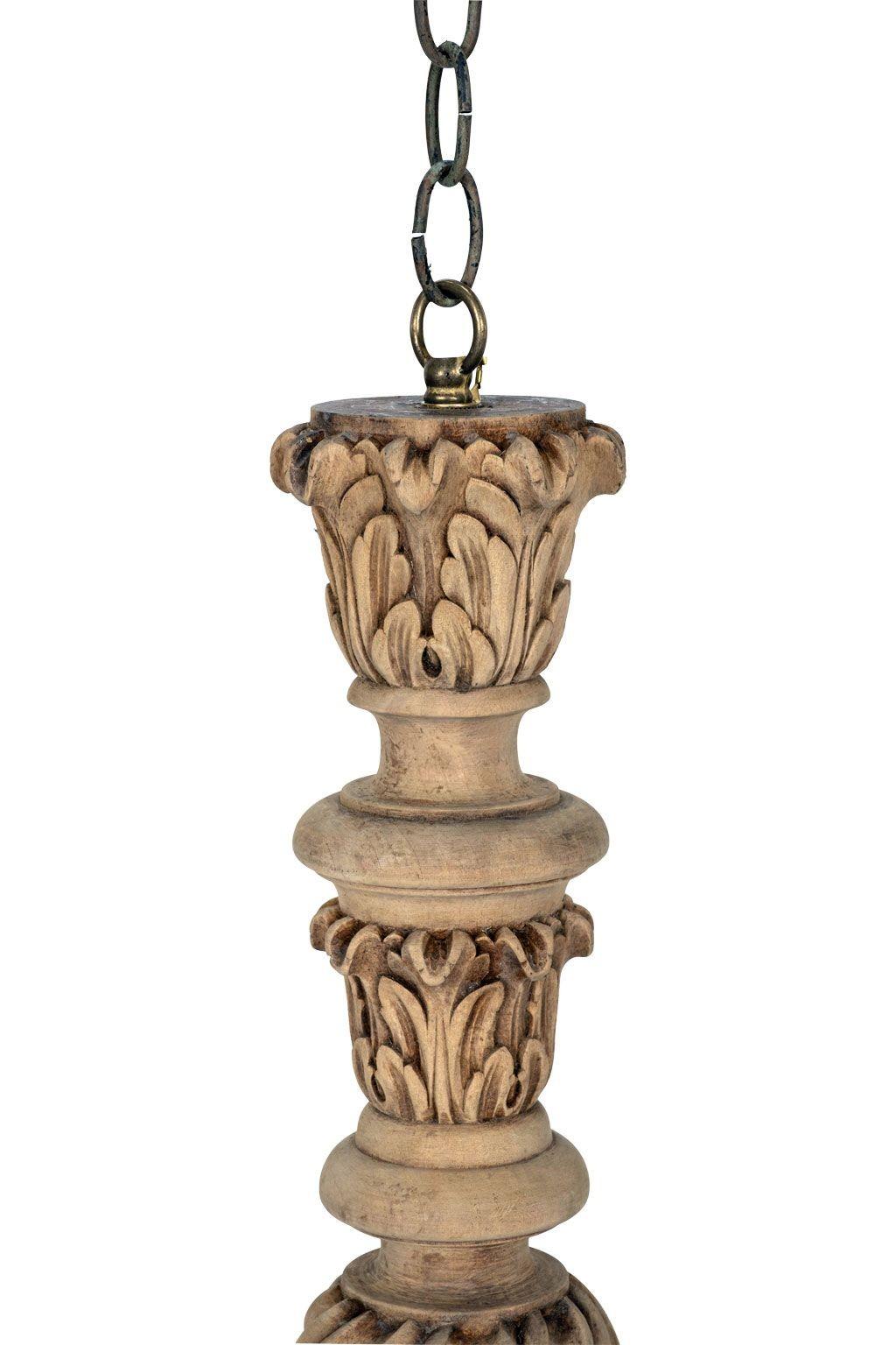 Iron Hand-carved Bleached Wood French Chandelier For Sale