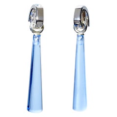 Gouttes de quartz bleu sculptées à la main pour les boucles d'oreilles interchangeables