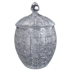 Hand-Carved Bohemian Crystal Lidded Vessel