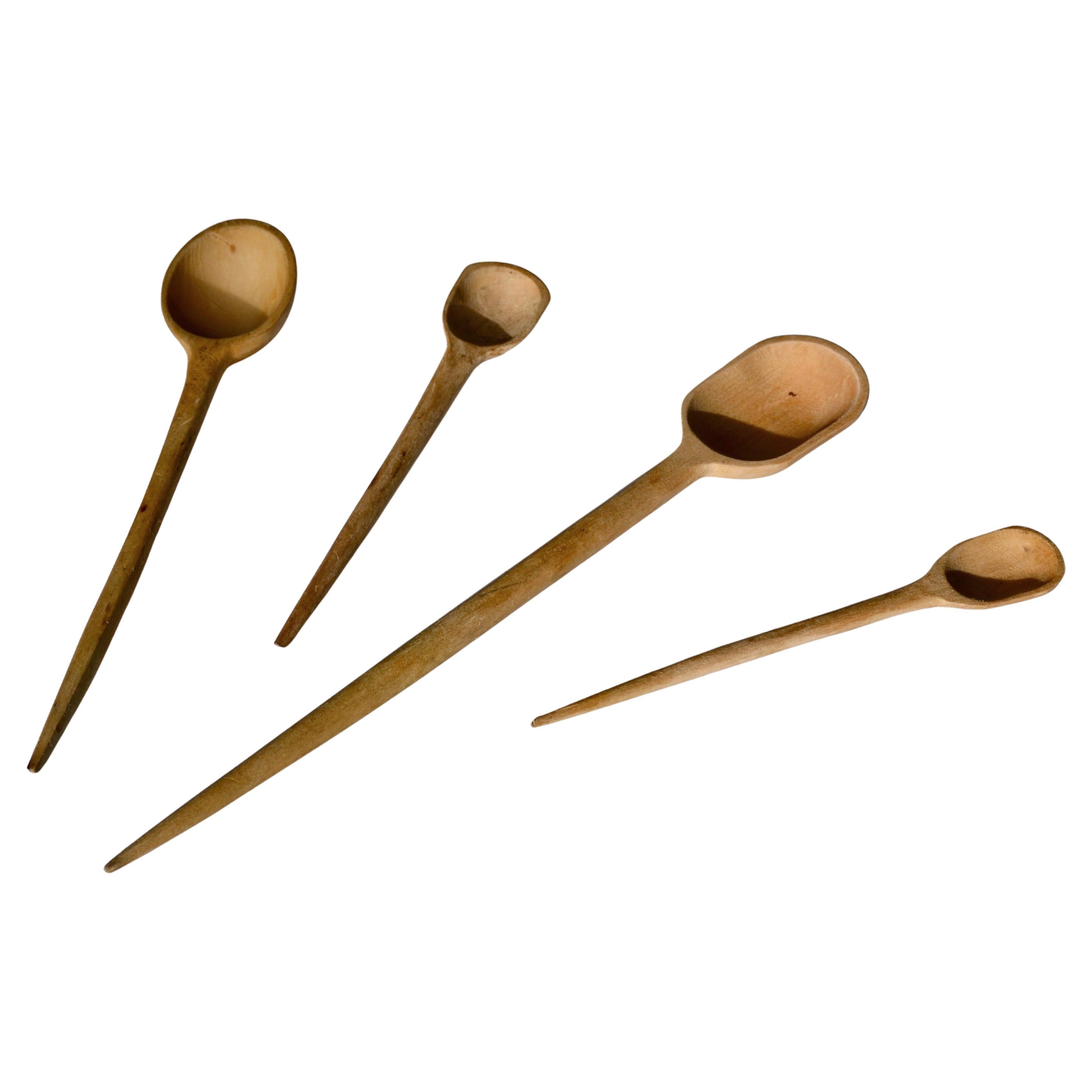 Handgeschnitztes Servierbesteck aus Buchsbaumholz - Frankreich - Anfang des 20. Jahrhunderts. im Angebot