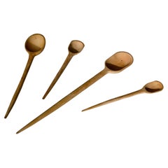 Utensilios de servir de madera de boj tallados a mano - Francia - Principios del siglo XX.