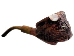 Hand Carved Briar Wood Bull Head Bison Estate Pipe, vintage Bruyere