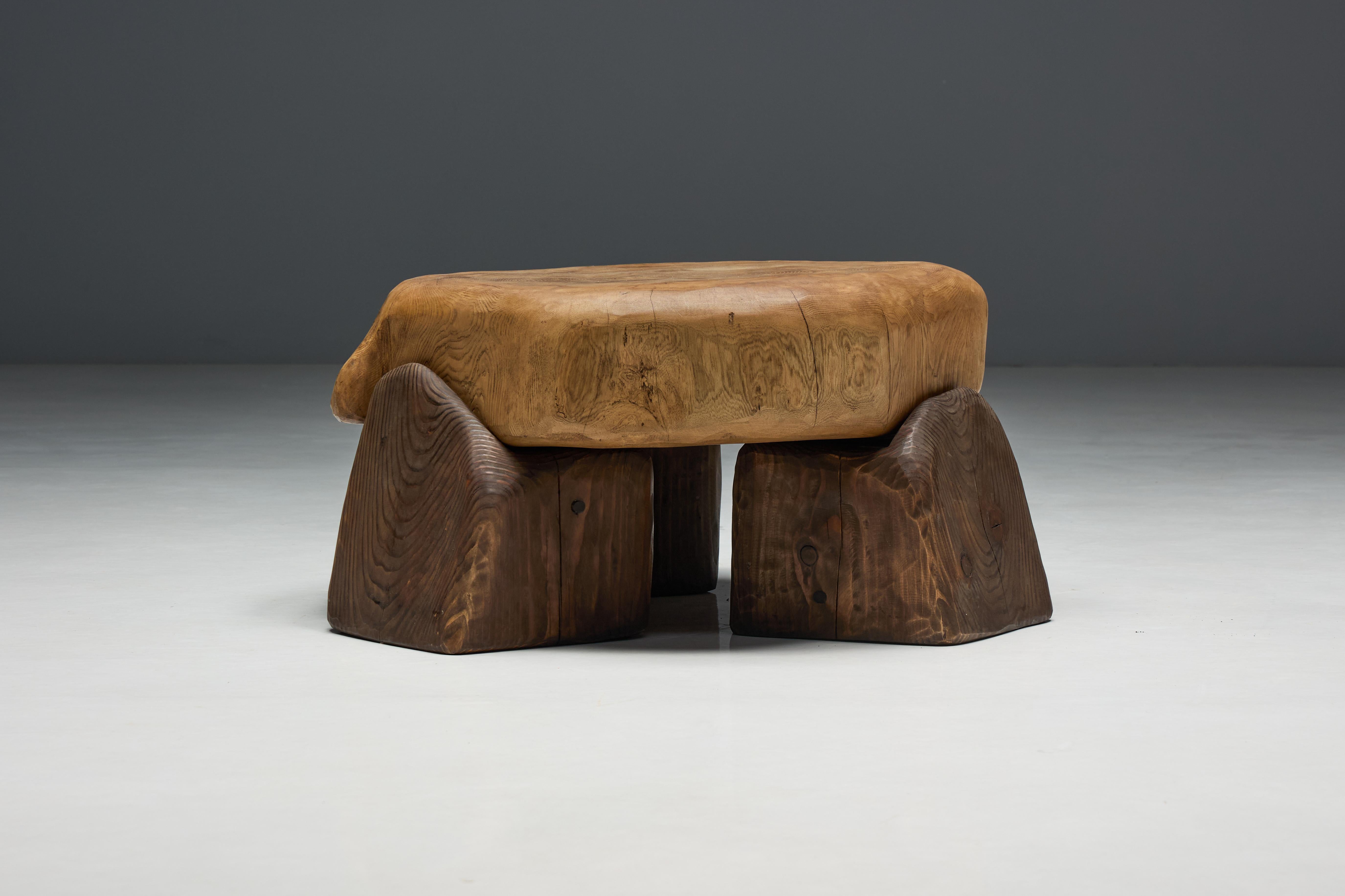 Hand-Carved Brutalist Coffee Table, France, 2025 For Sale 7