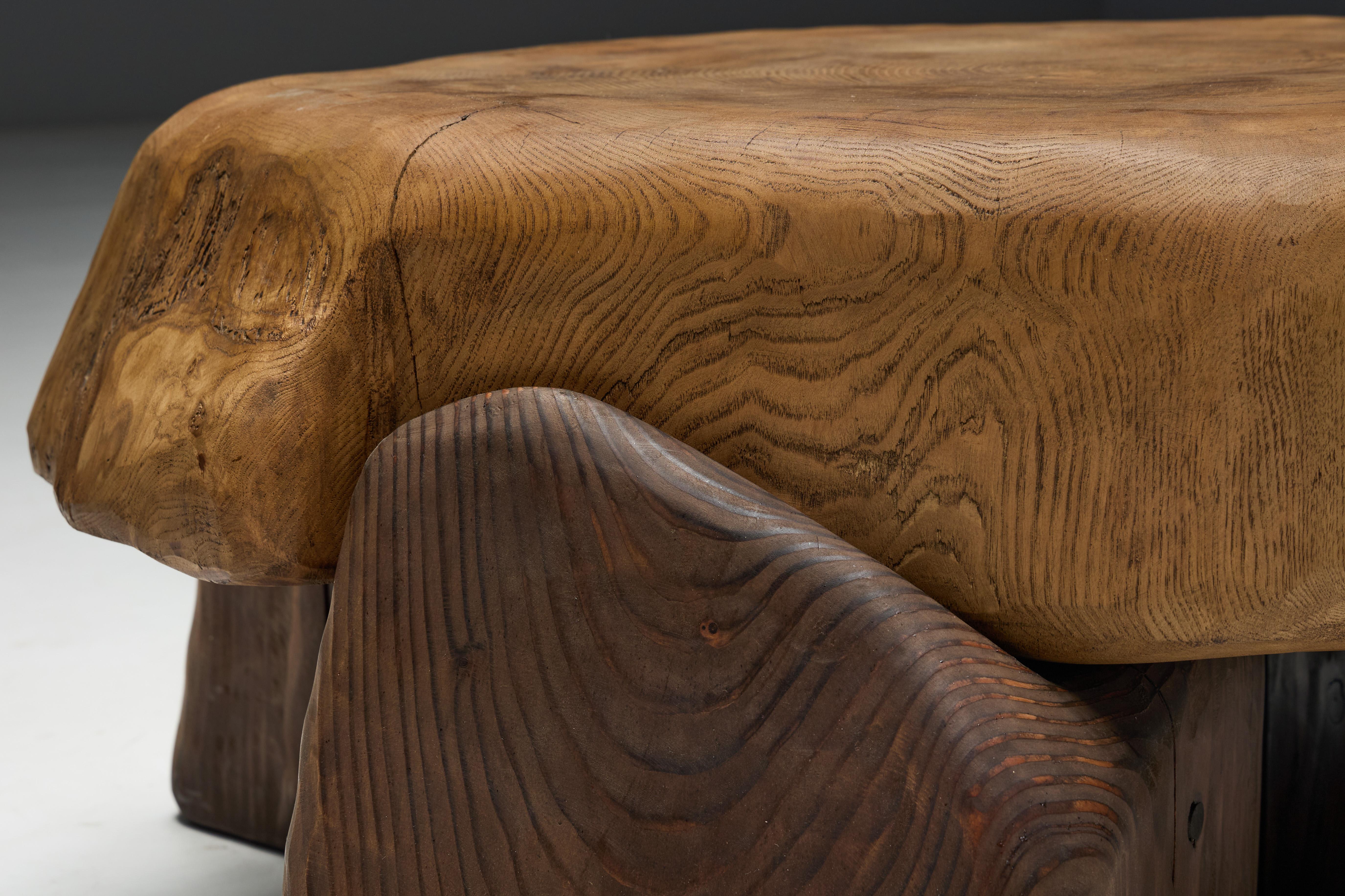 Hand-Carved Brutalist Coffee Table, France, 2025 For Sale 2