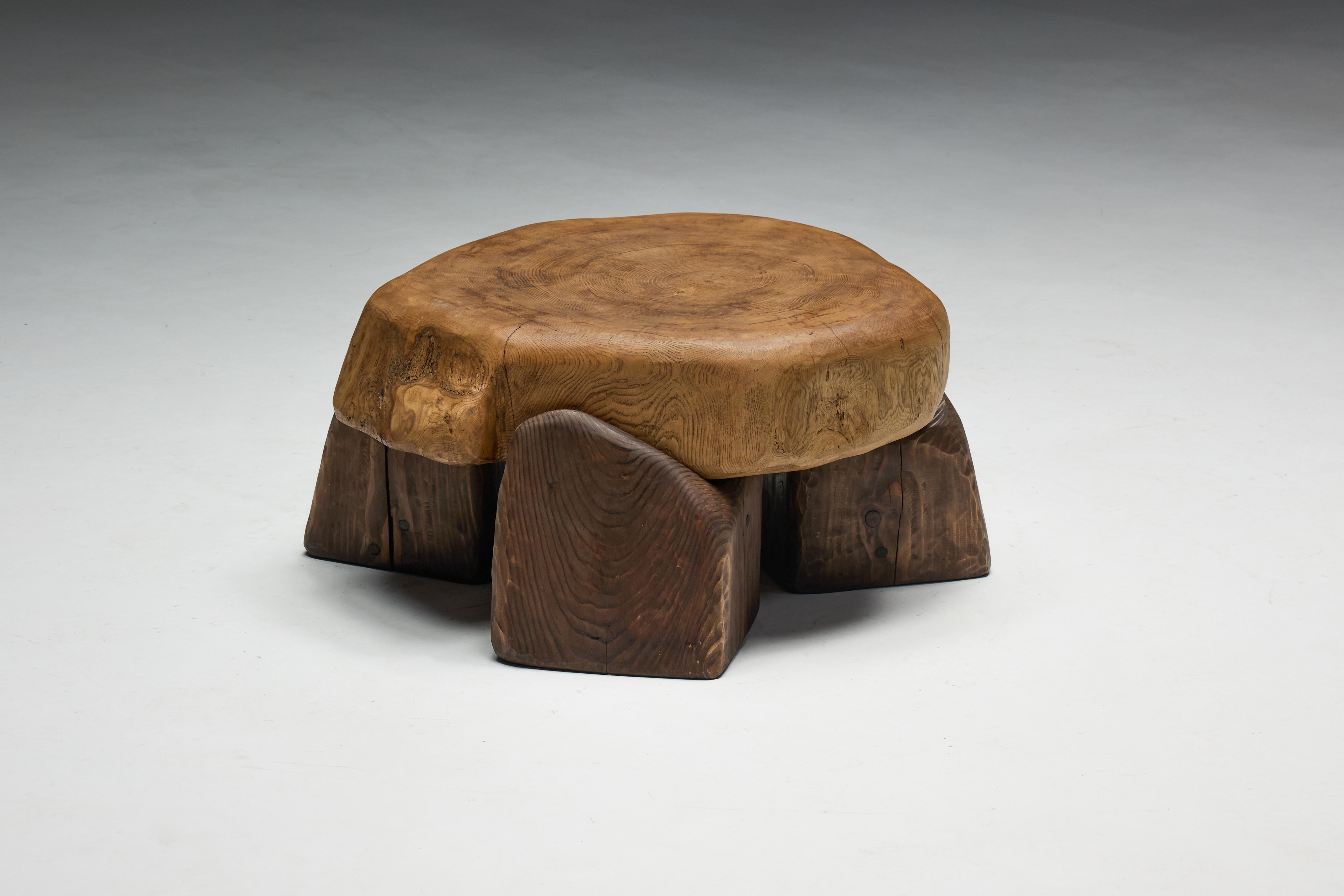 Hand-Carved Brutalist Coffee Table, France, 2025 For Sale 3