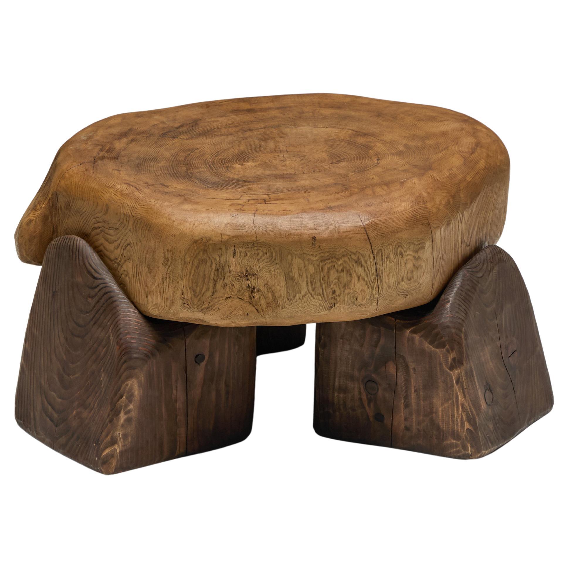 Hand-Carved Brutalist Coffee Table, France, 2025 For Sale