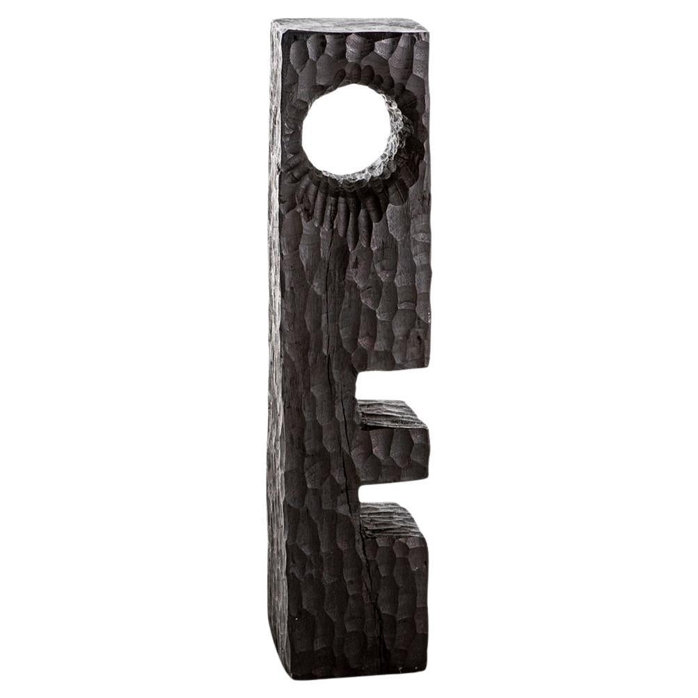 Scultura Totem Etsa decorativa brutalista intagliata a mano Media