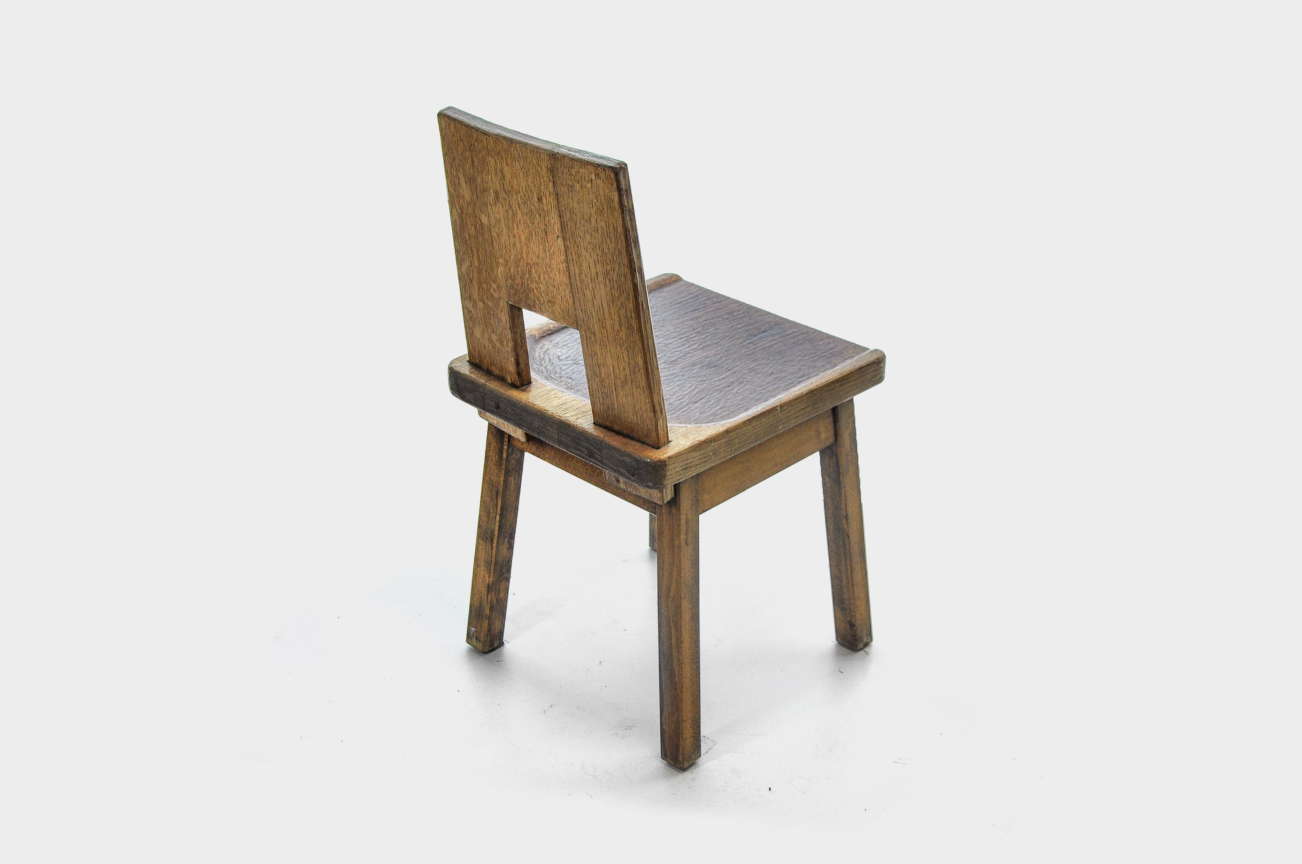 Hand Carved, Brutalistic Chairs Made of Solid Oak 4