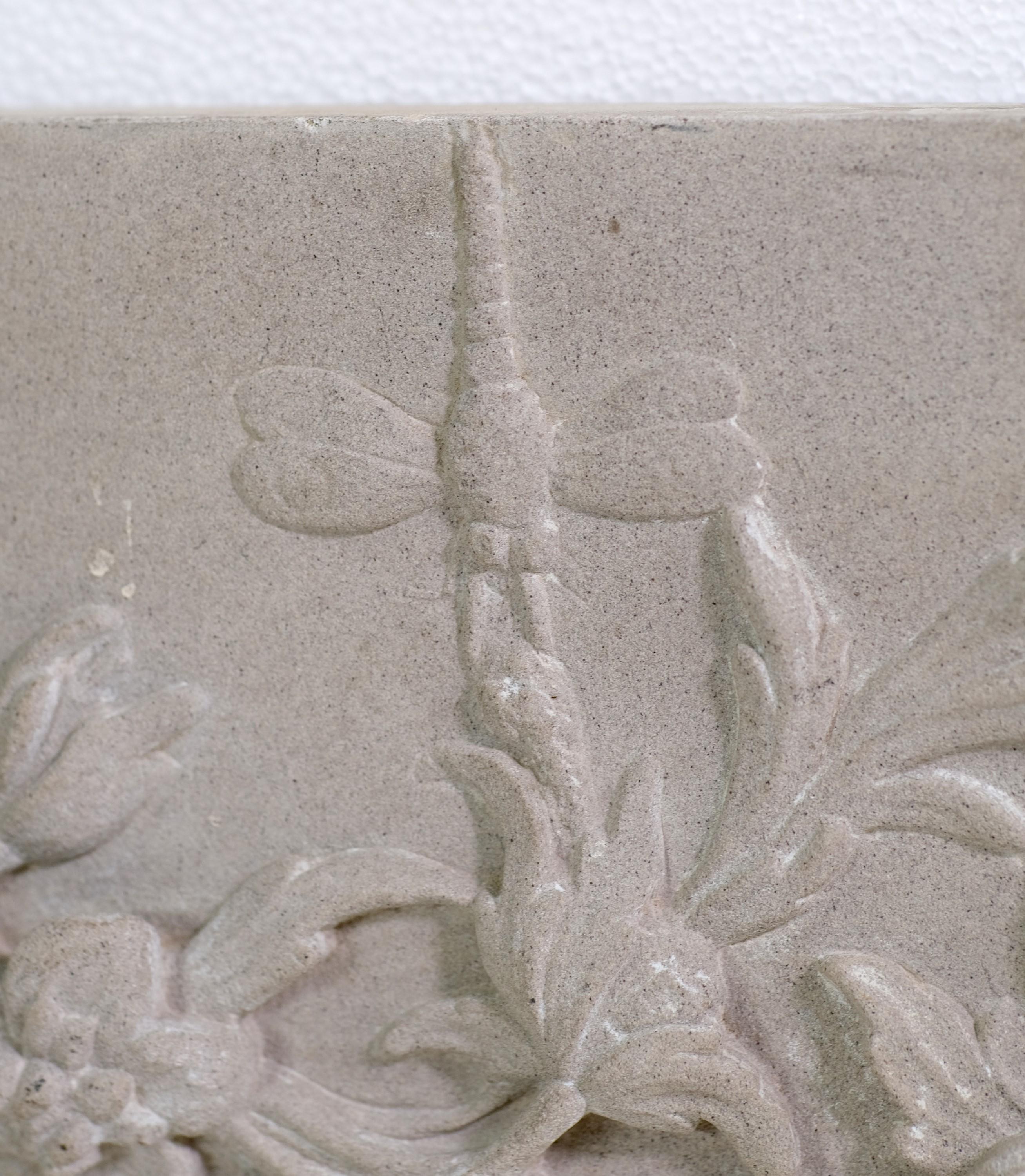 Hand Carved Building Stone Frieze Ribbon & Floral Swags In Good Condition For Sale In New York, NY