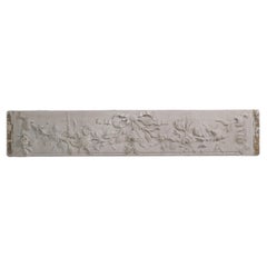 Vintage Hand Carved Building Stone Frieze Ribbon & Floral Swags