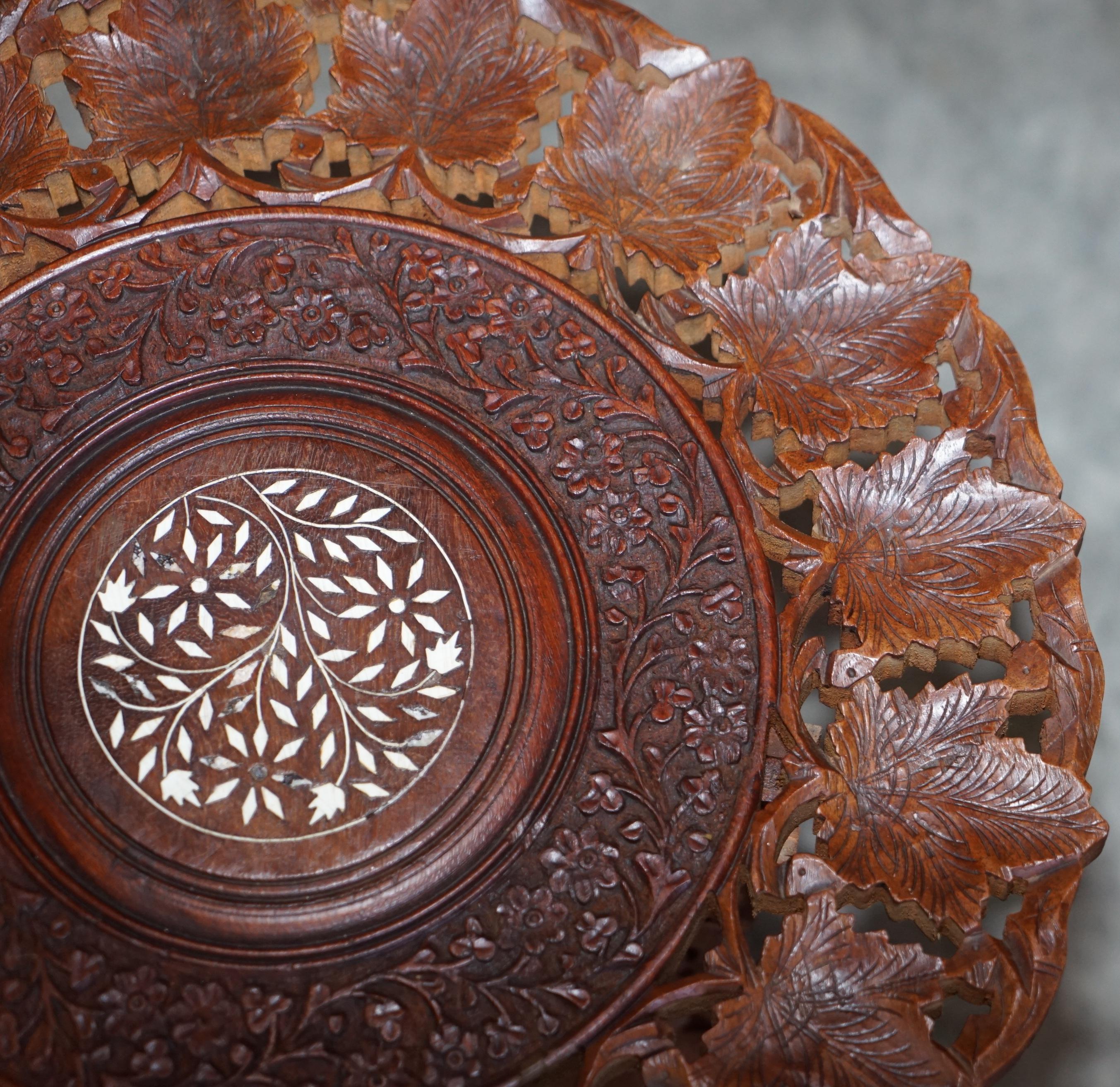 Bois de feuillus Lampe d'appoint octogonale en bois dur birman sculptée à la main pour table à vin pliante d'antiquités en vente