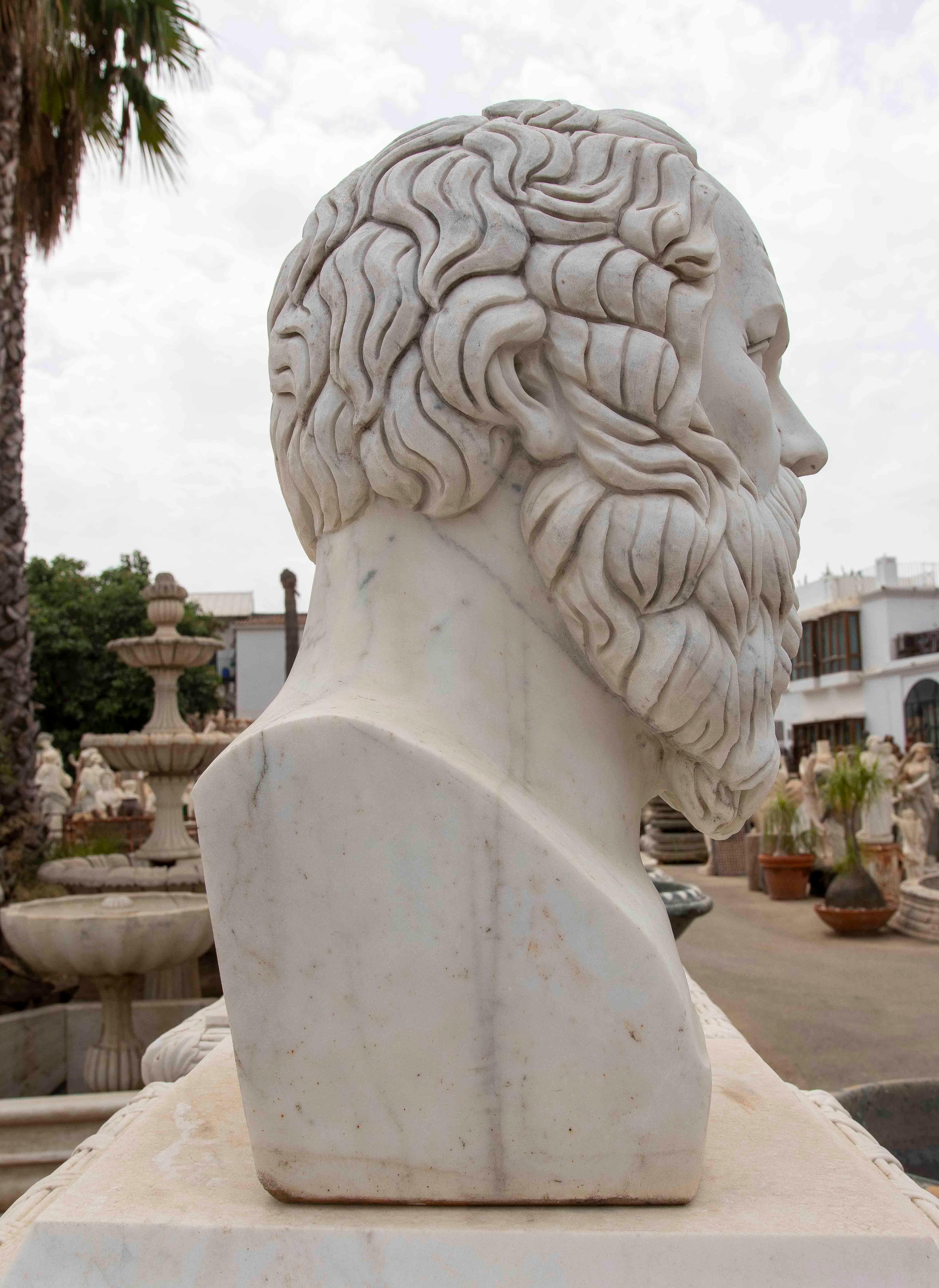 Busto di Socrate scolpito a mano in marmo bianco In condizioni buone in vendita a Marbella, ES