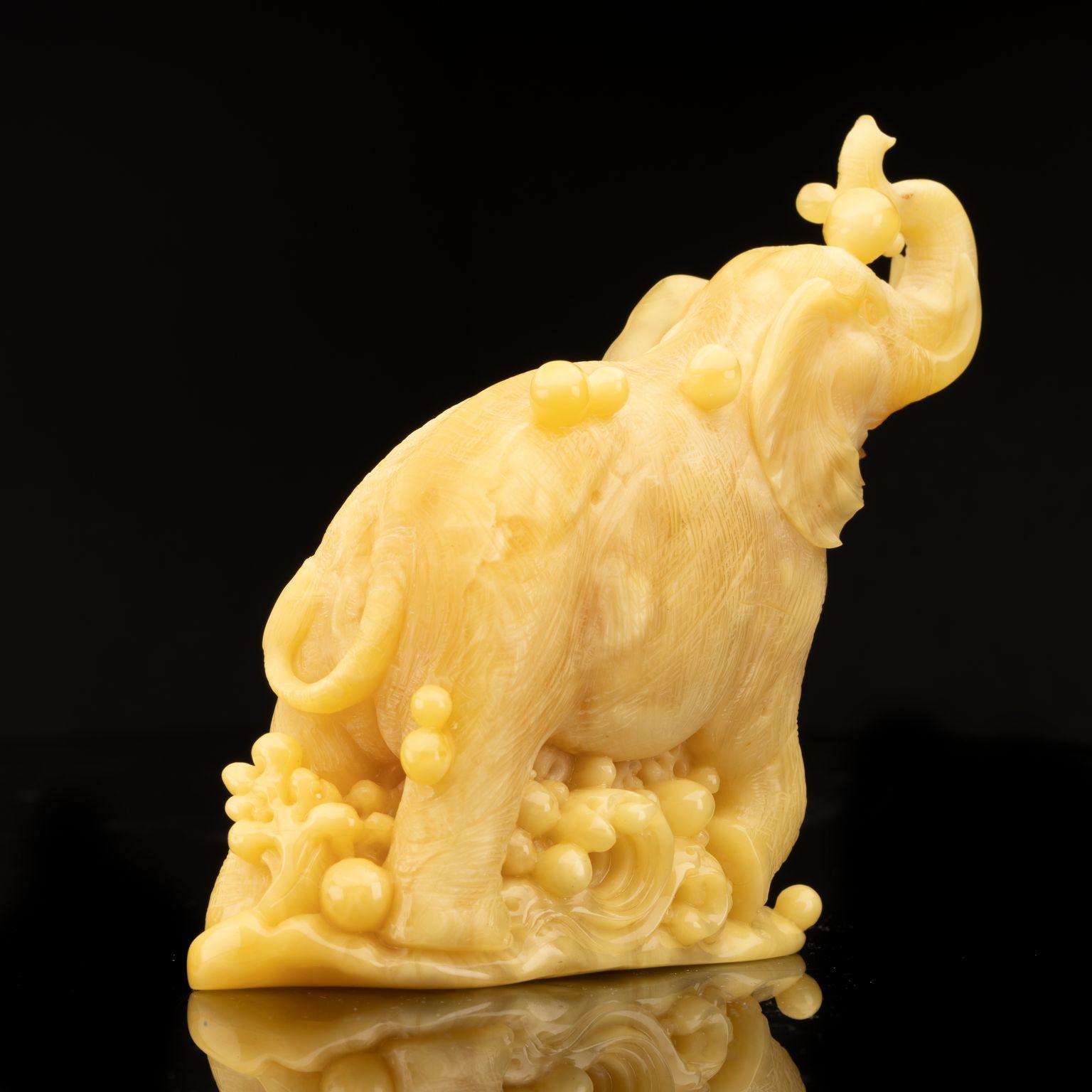 Other Hand-Carved Butterscotch Amber Elephant