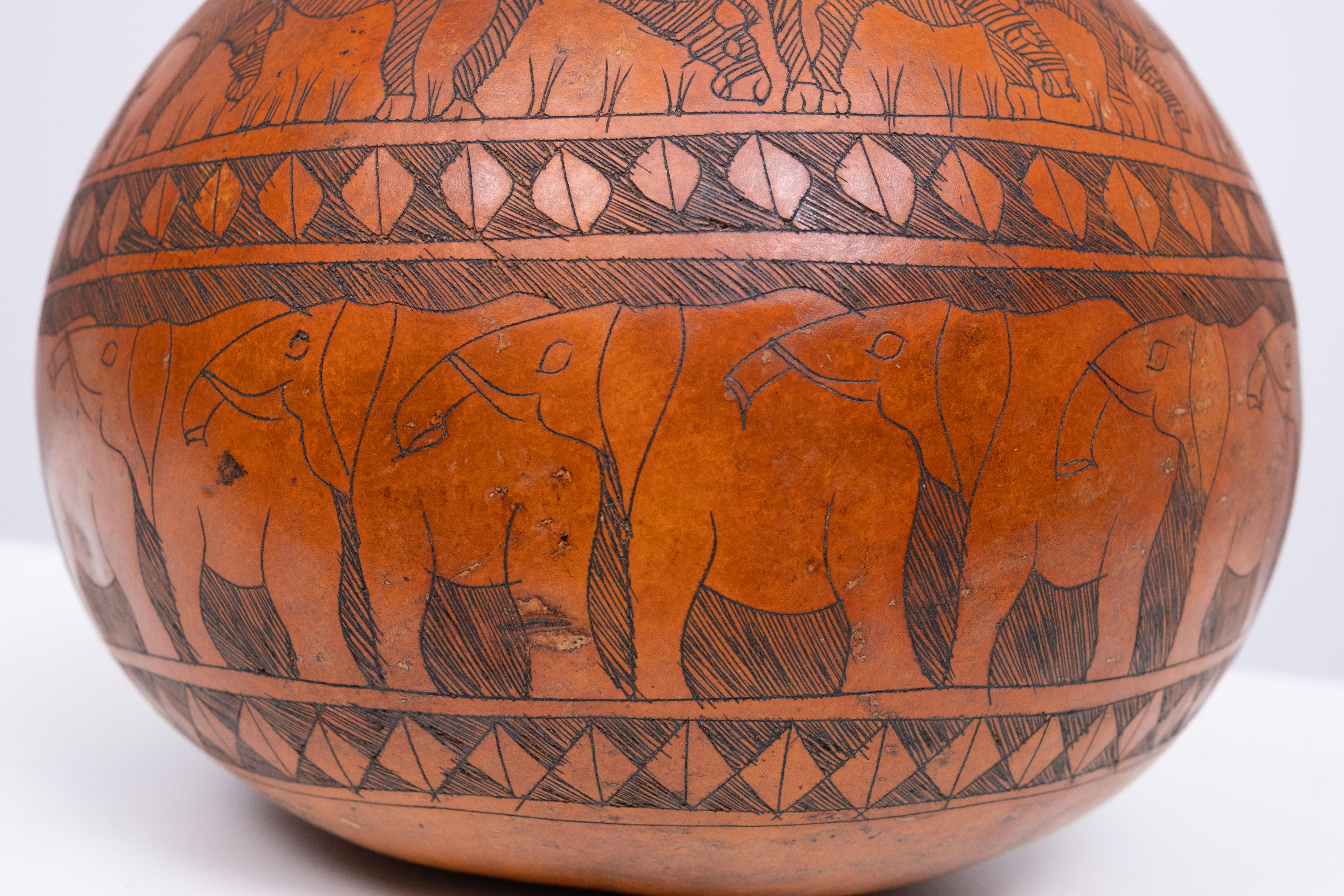 Folk Art Hand Carved calabash vase  1950s