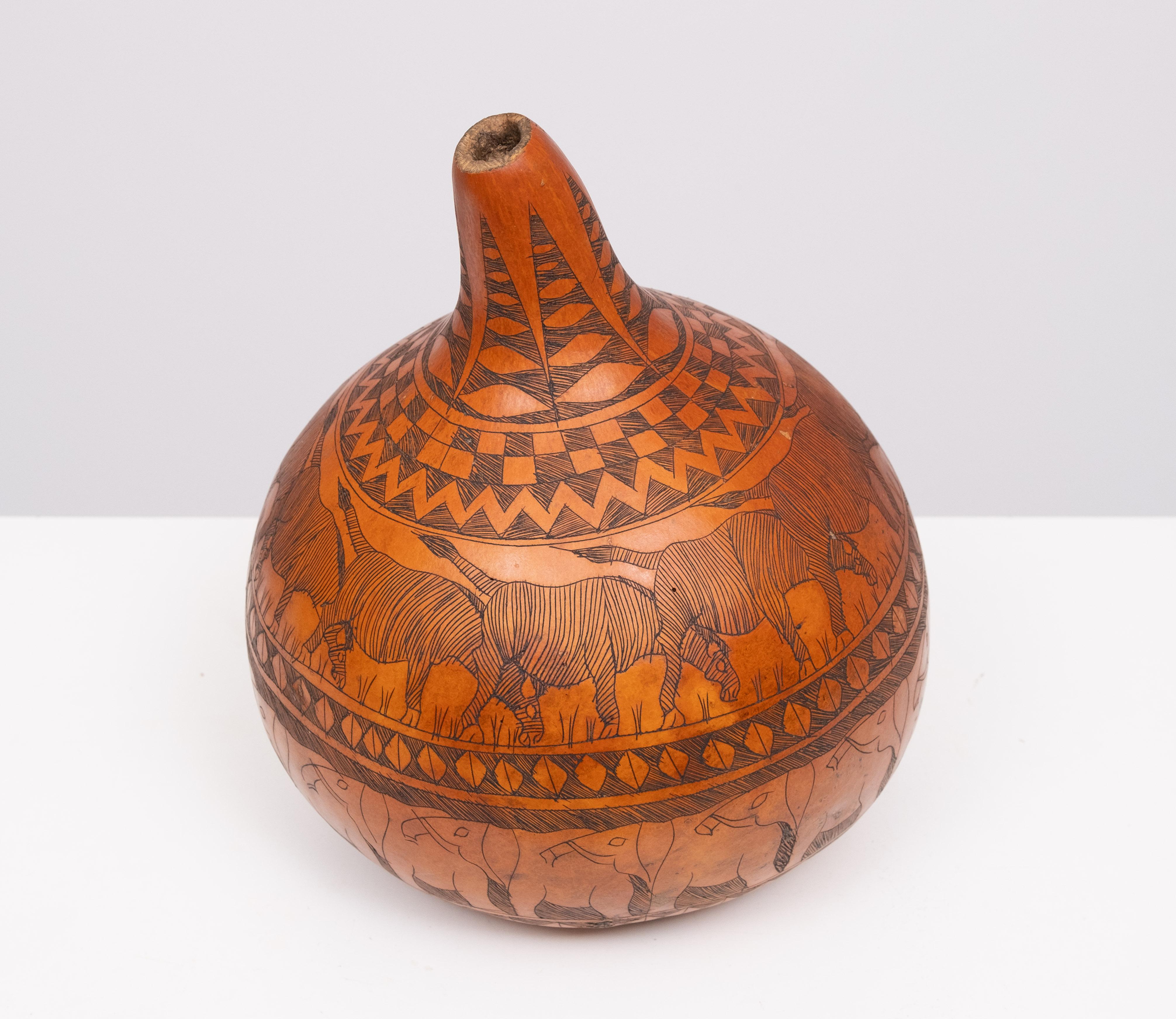 Kenyan Hand Carved calabash vase  1950s