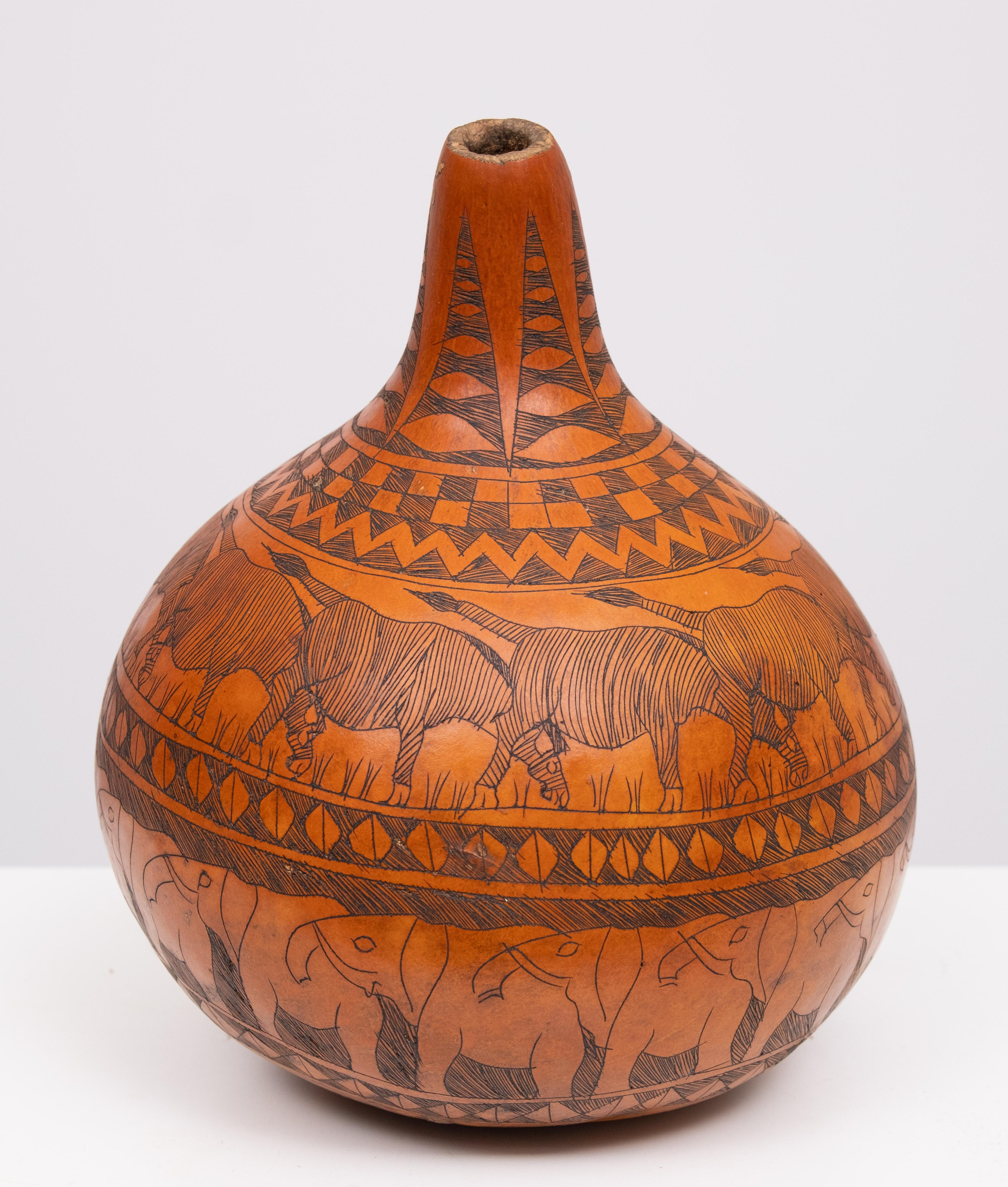 Hand-Carved Hand Carved calabash vase  1950s