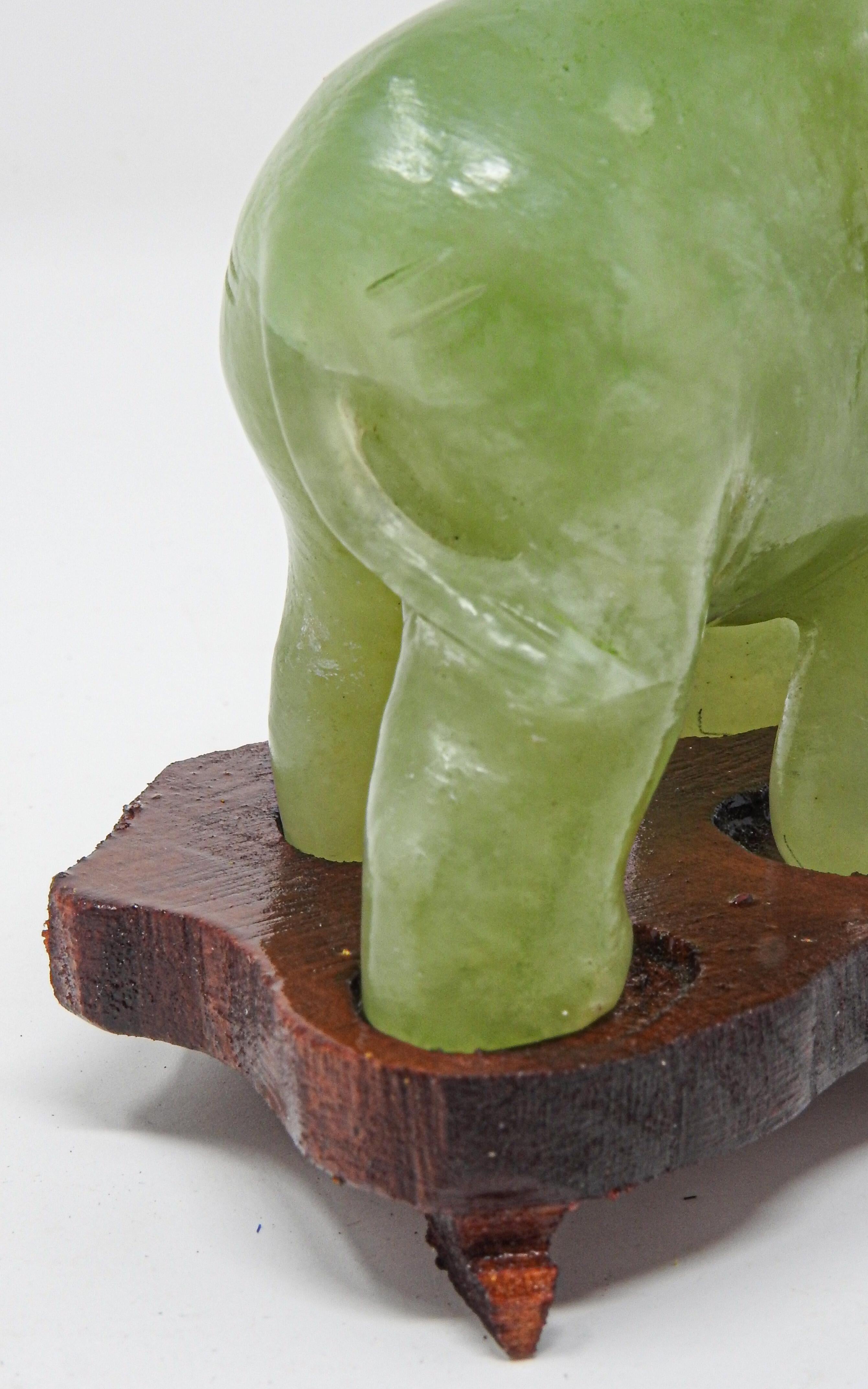 Hand Carved Calcite Elephant Sculpture, Vintage For Sale 3