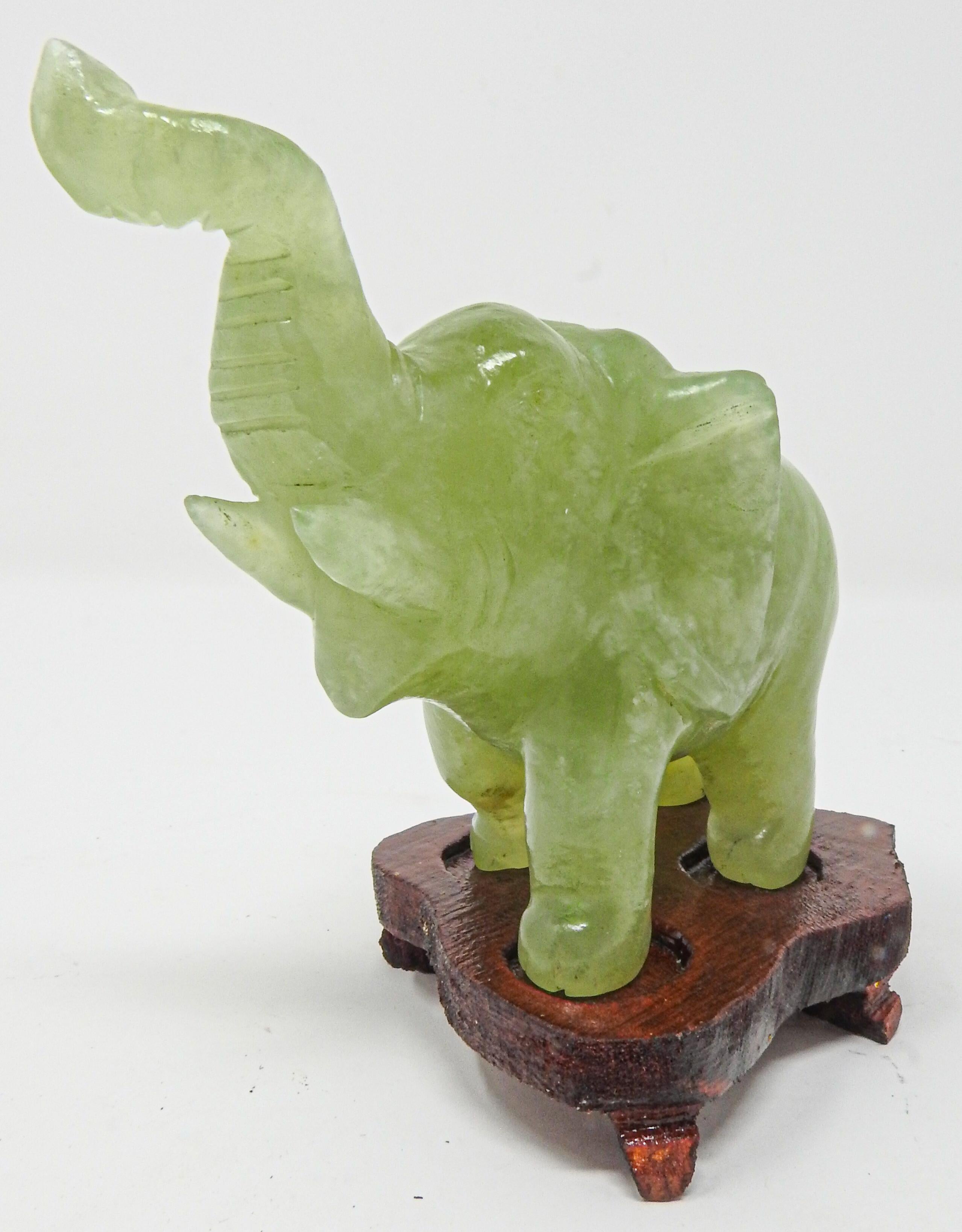Chinese Export Hand Carved Calcite Elephant Sculpture, Vintage For Sale