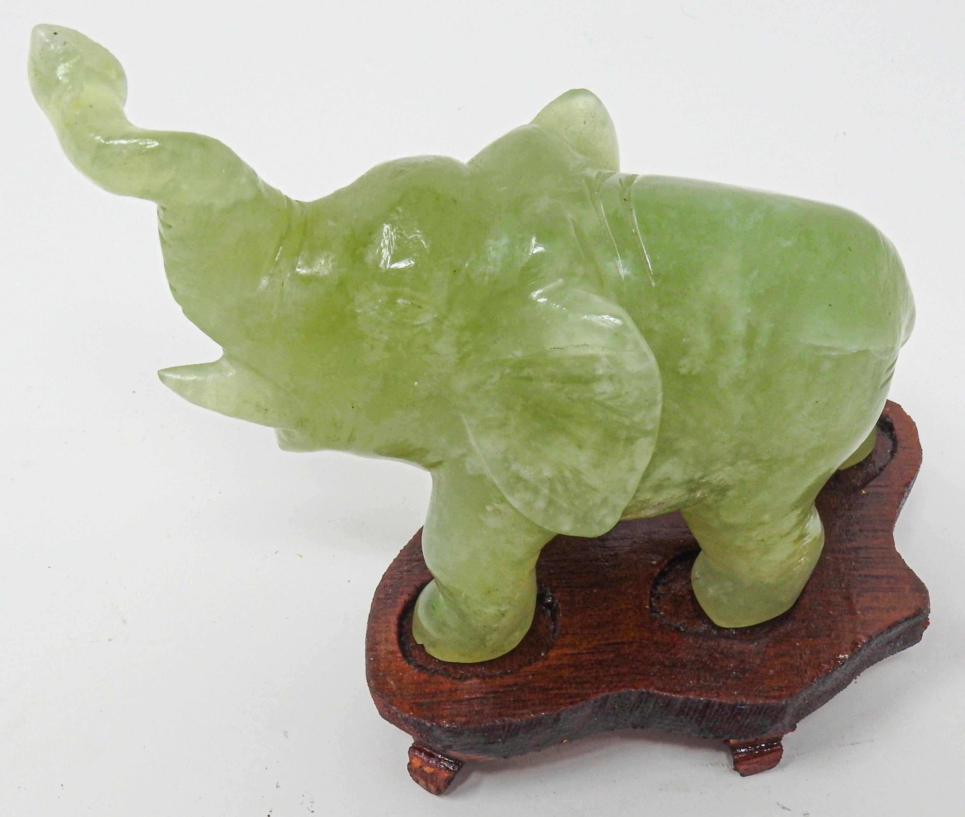 Hand-Carved Hand Carved Calcite Elephant Sculpture, Vintage For Sale