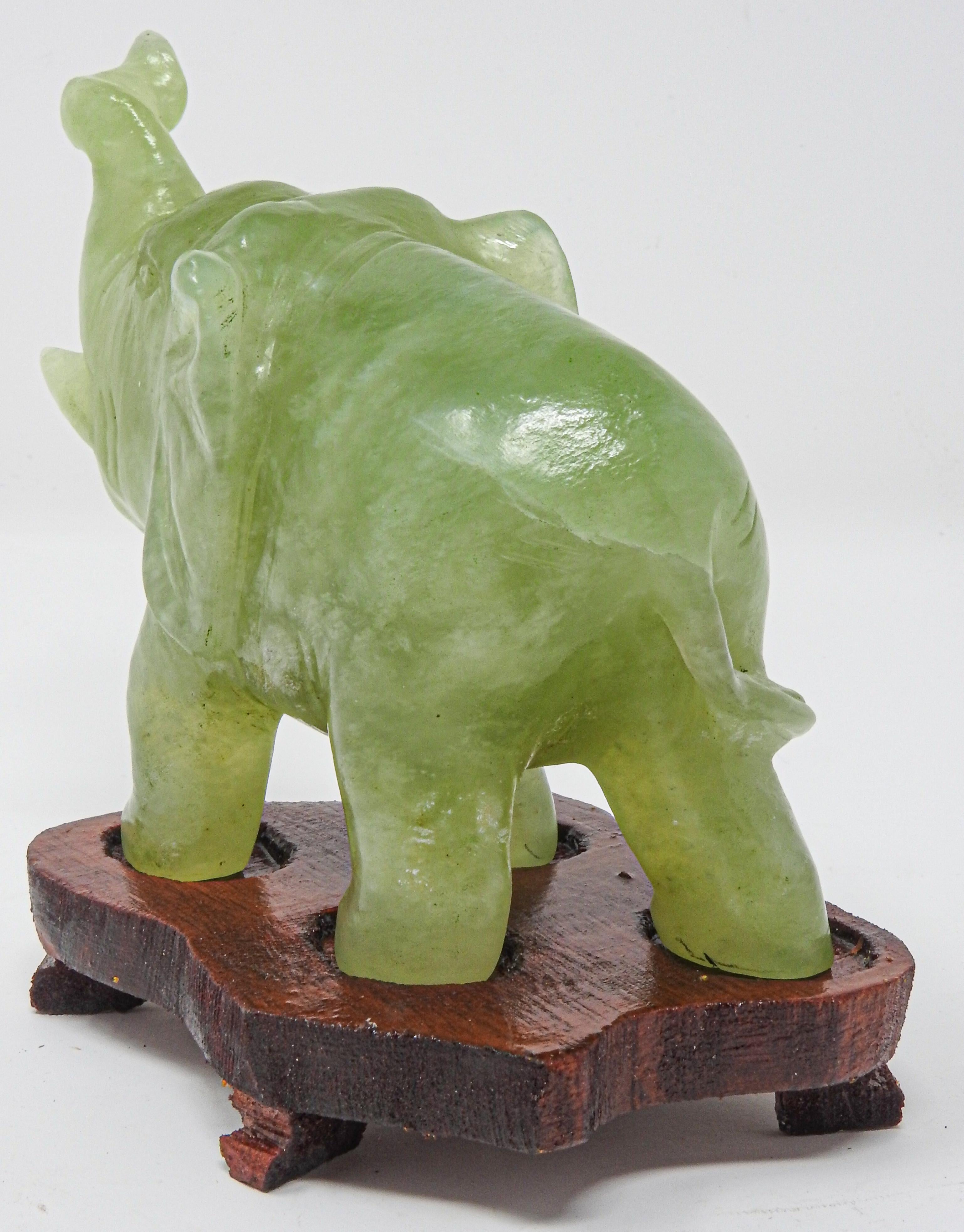 Hand Carved Calcite Elephant Sculpture, Vintage In Fair Condition For Sale In Cookeville, TN