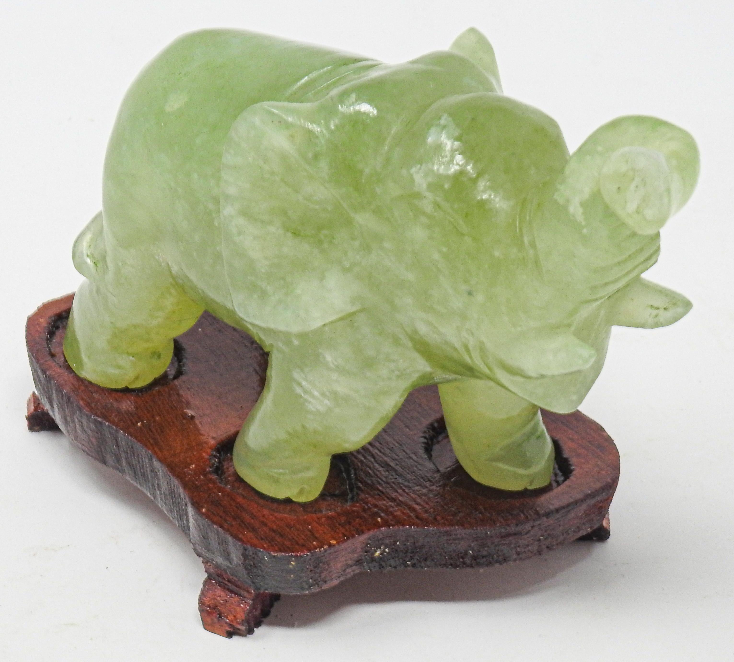 Stone Hand Carved Calcite Elephant Sculpture, Vintage For Sale