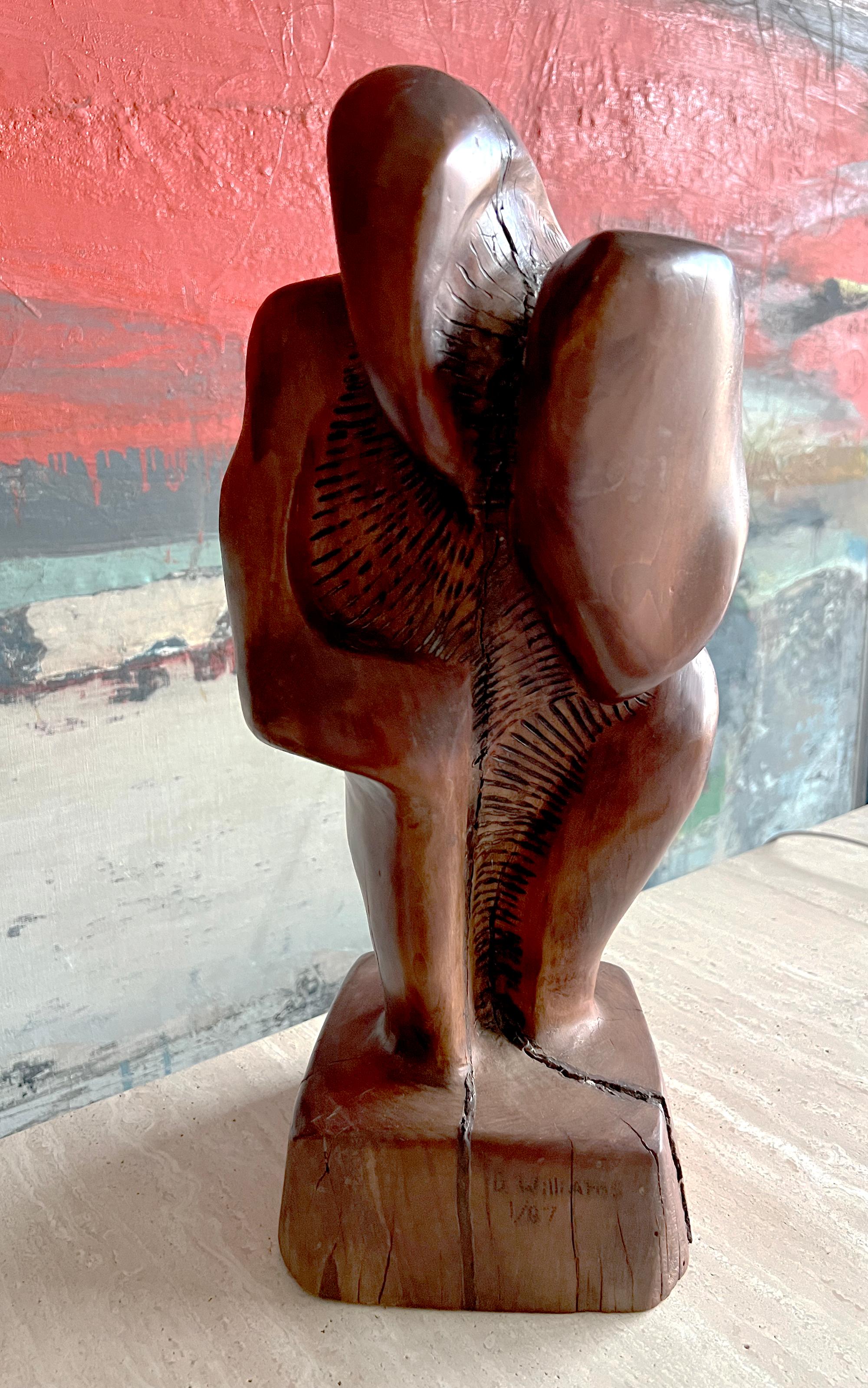 Hand geschnitzt California Studio Brutalist Wood Skulptur 1980er Jahre im Angebot 2