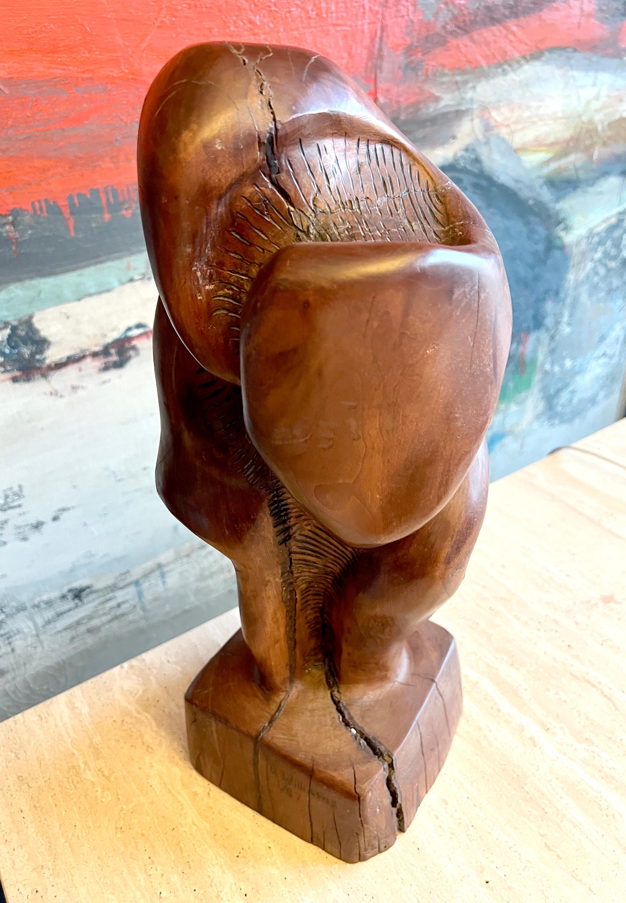 Hand geschnitzt California Studio Brutalist Wood Skulptur 1980er Jahre im Angebot 4