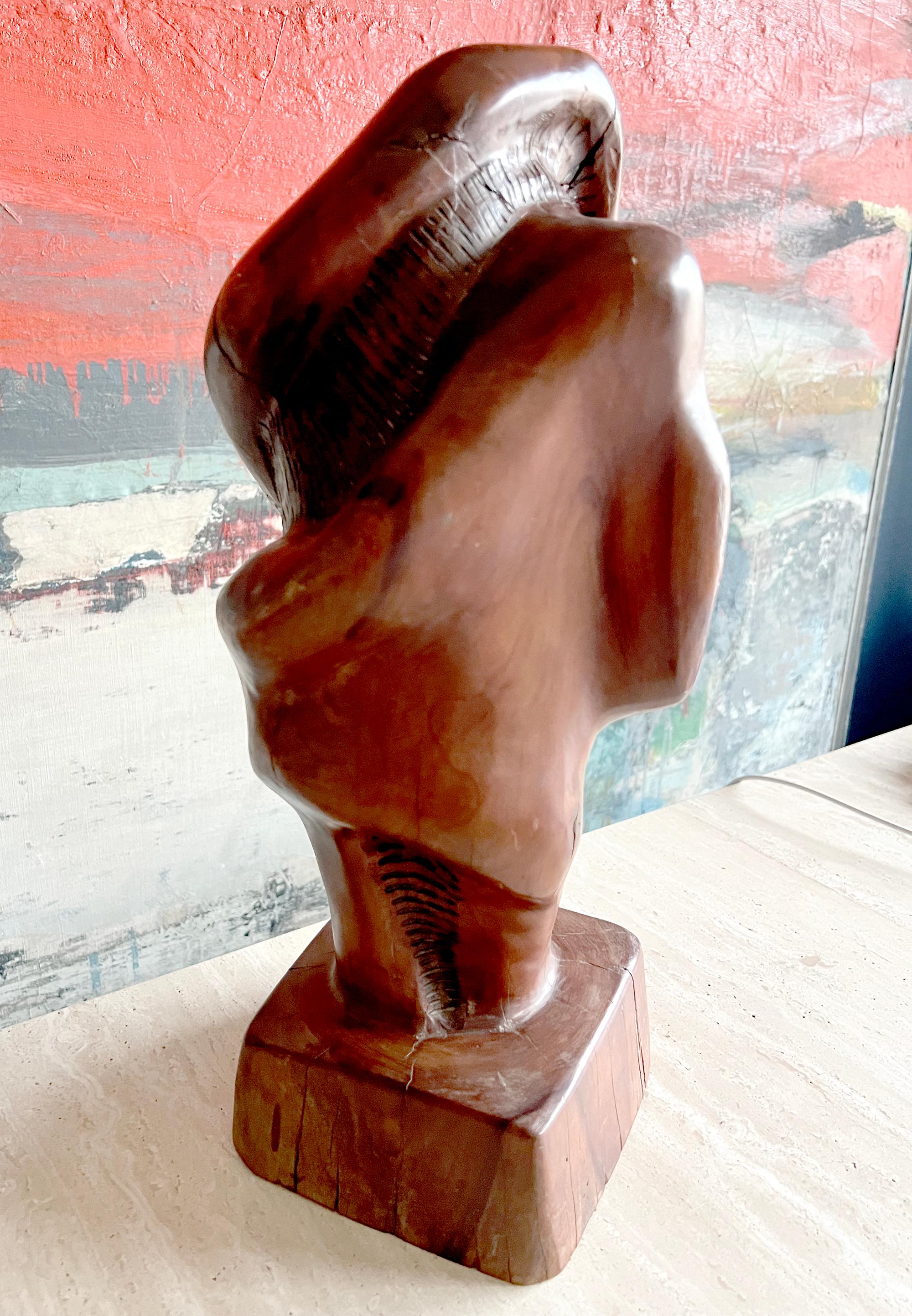 Hand geschnitzt California Studio Brutalist Wood Skulptur 1980er Jahre (Handgeschnitzt) im Angebot