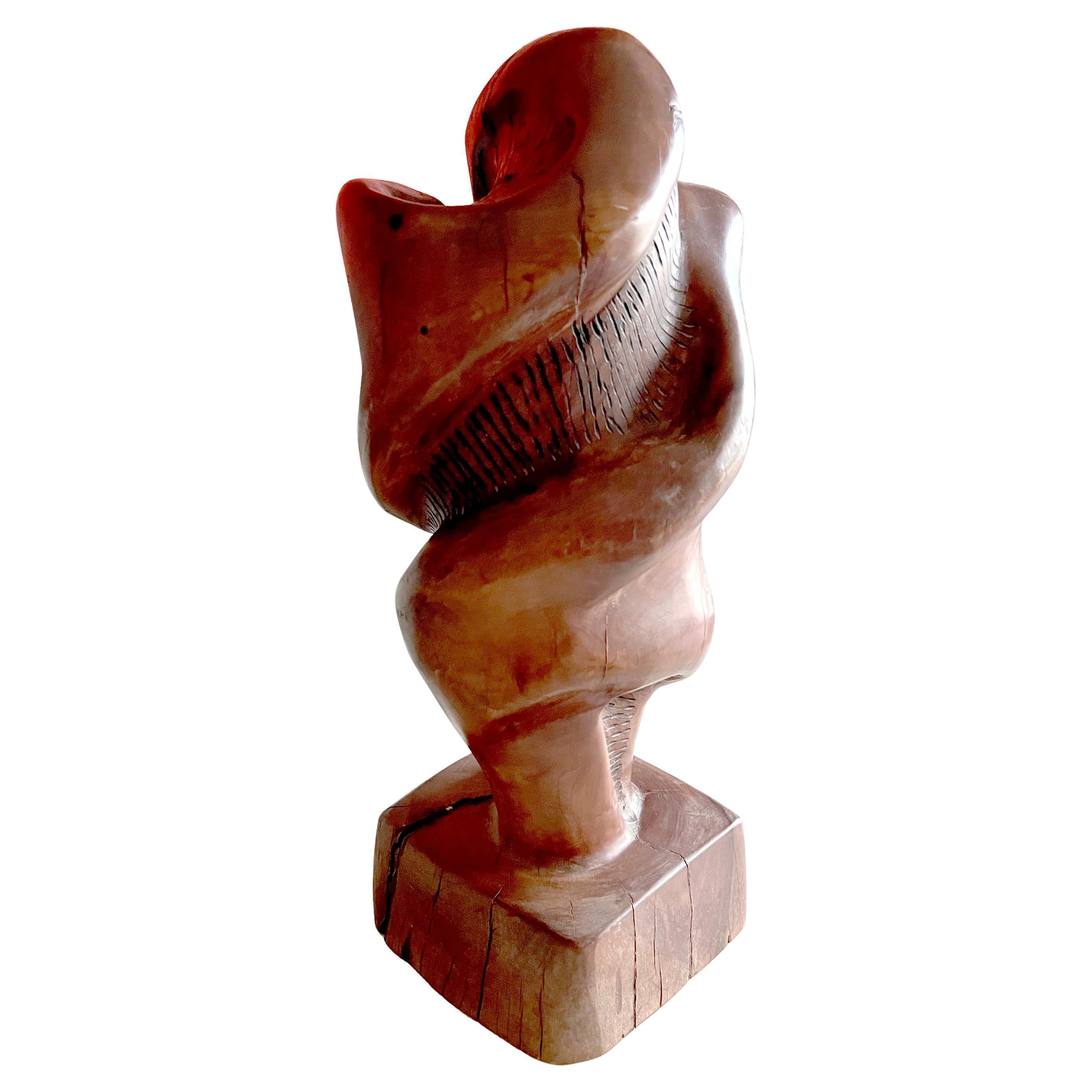 Hand geschnitzt California Studio Brutalist Wood Skulptur 1980er Jahre (Ende des 20. Jahrhunderts) im Angebot