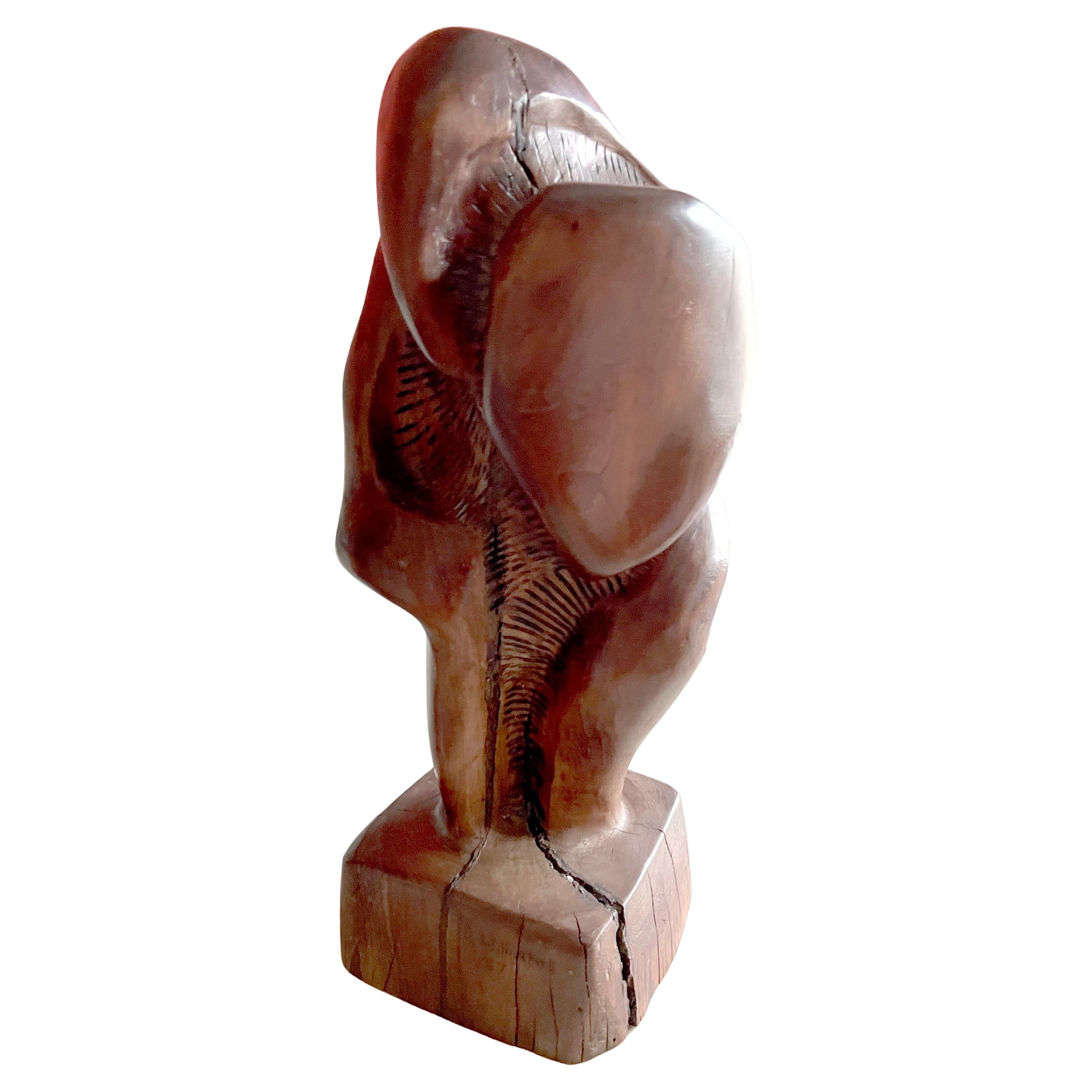Hand geschnitzt California Studio Brutalist Wood Skulptur 1980er Jahre (Holz) im Angebot