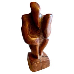 Escultura Brutalista de Madera Tallada a Mano de California Studio Años 80