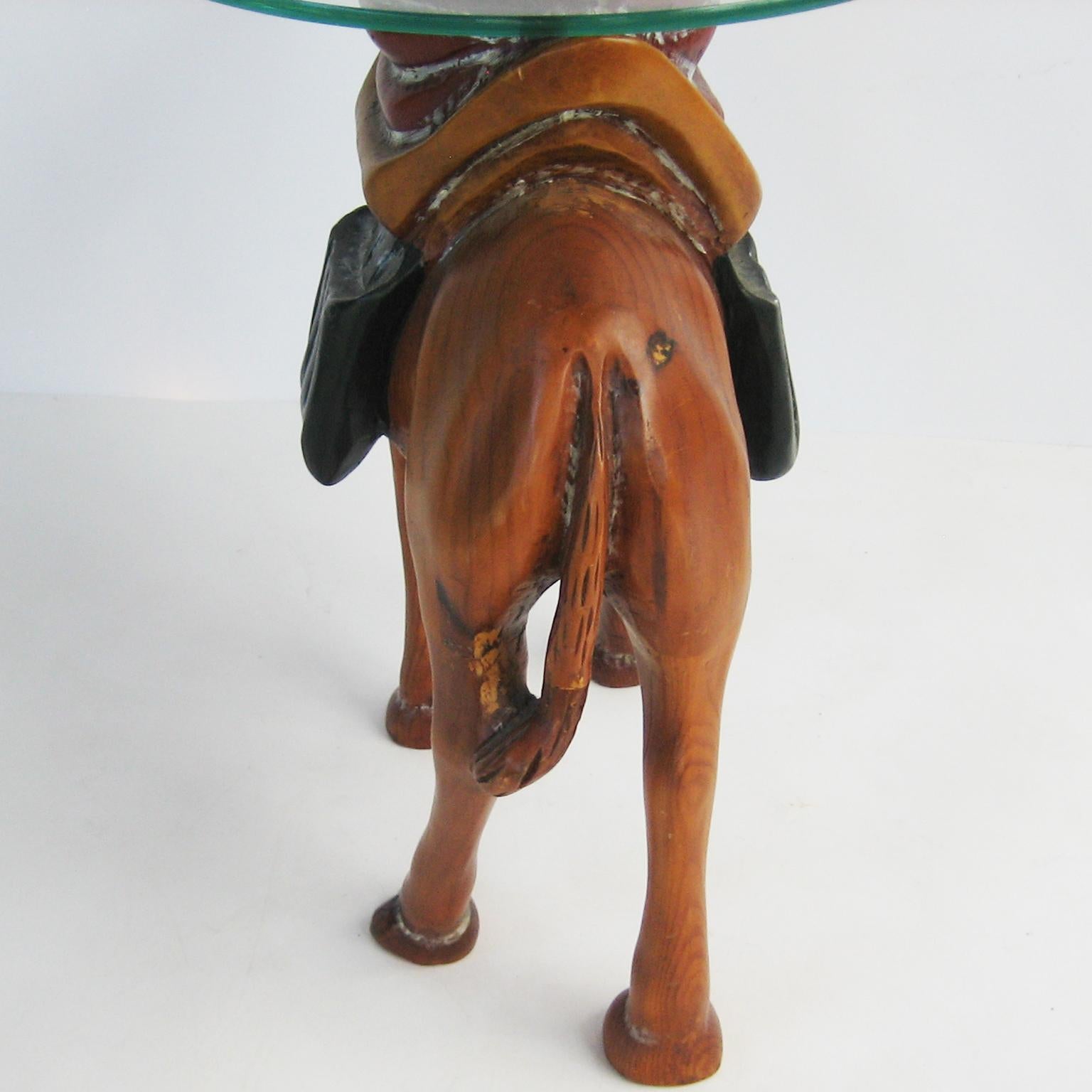 Glass Hand-Carved Camel Accent Table For Sale