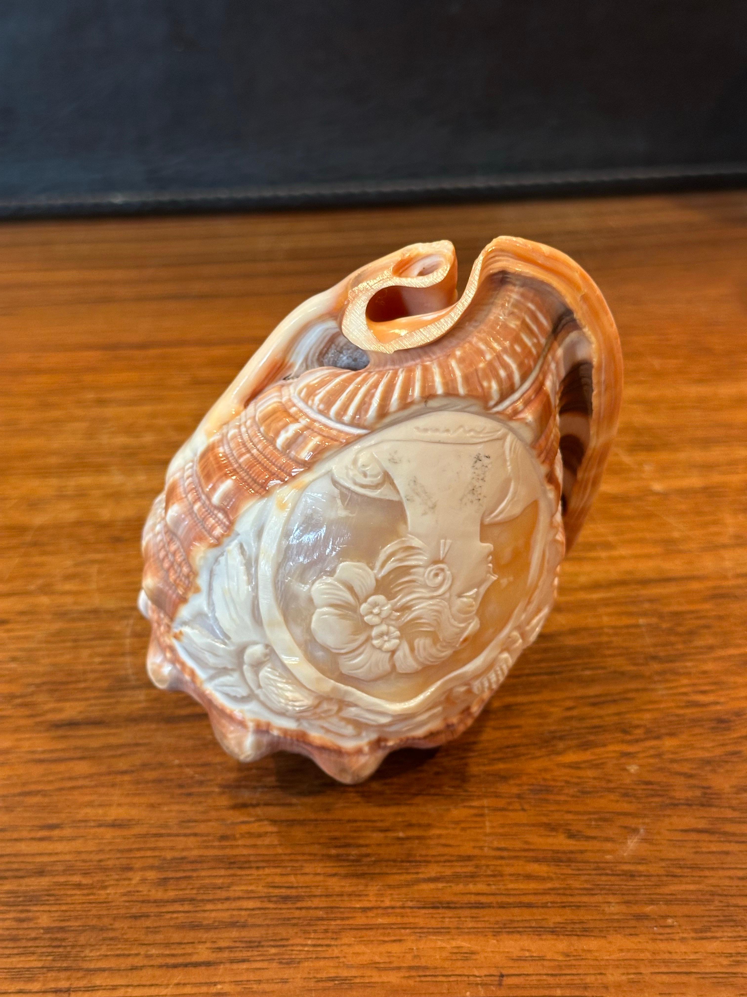 Hand Carved Cameo on Conch Shell For Sale 6