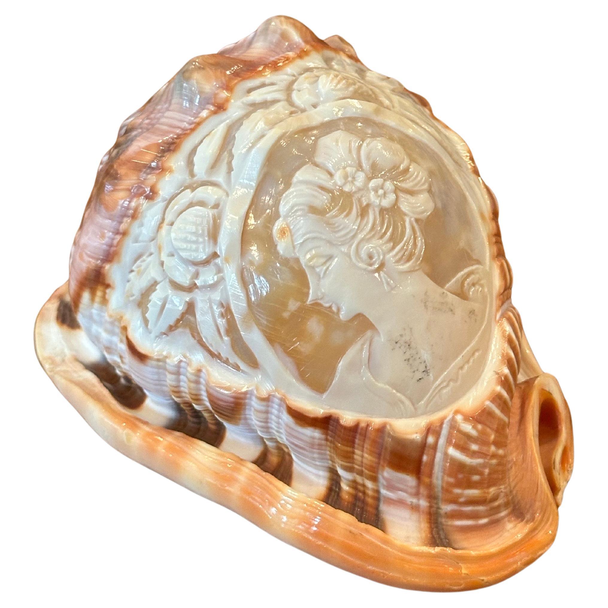 Italian Hand Carved Cameo on Conch Shell For Sale