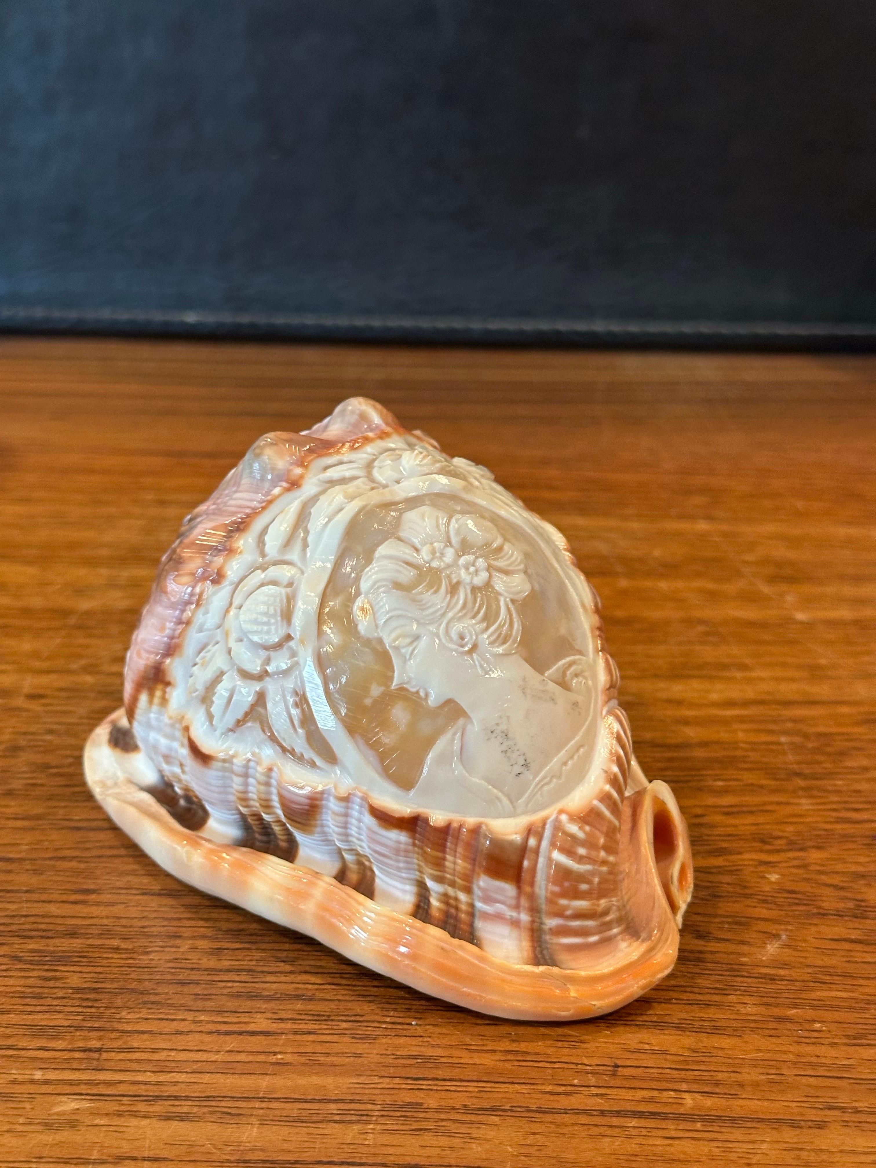 Hand Carved Cameo on Conch Shell For Sale 3