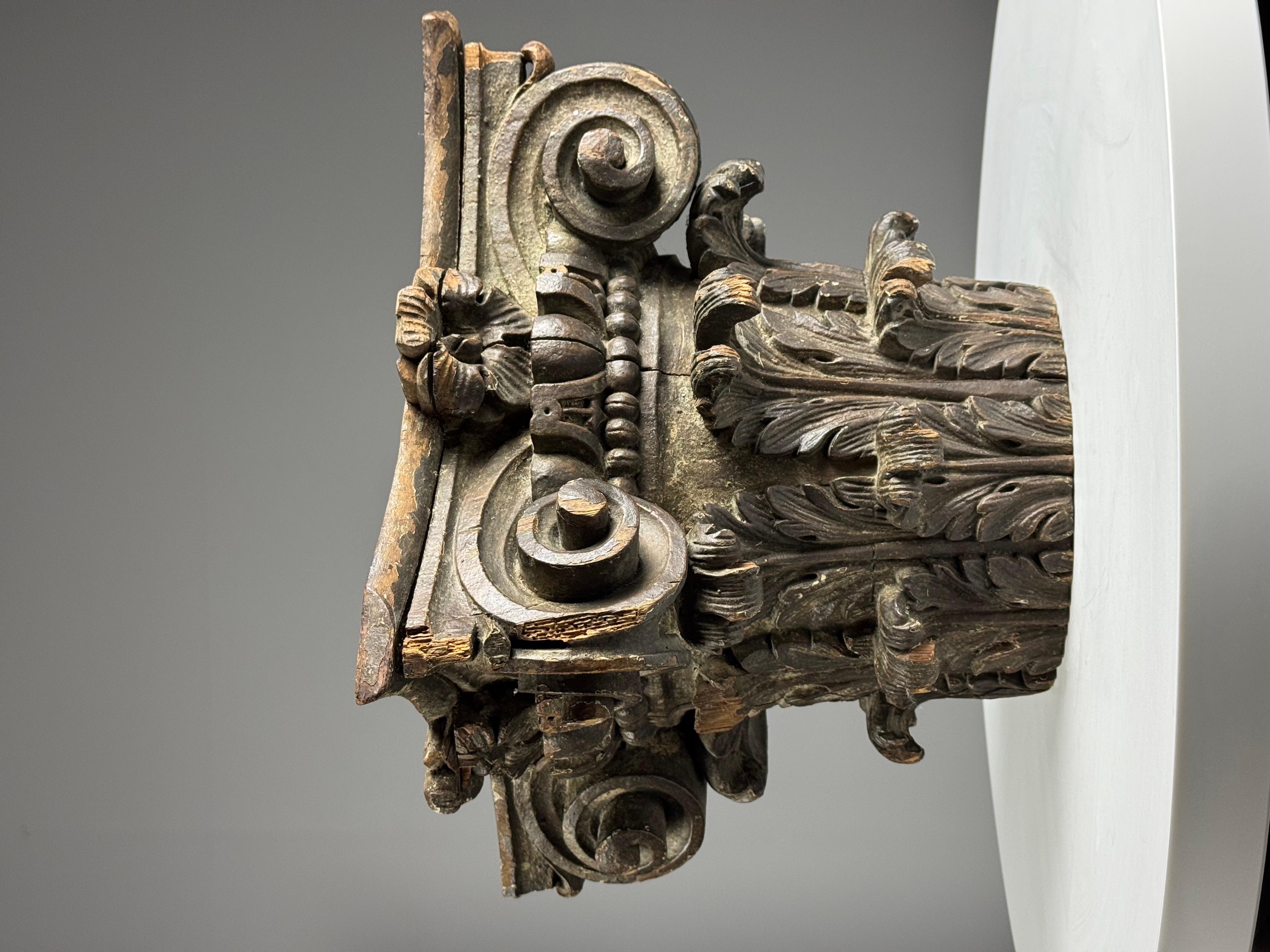 18th Century and Earlier Hand-carved capital, 18th century For Sale
