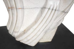 Hand Carved Carrera Marble Bouquet on Oxidezed Steel Base