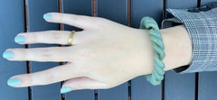 Hand Carved Celadon Nephrite Jade Rope Bangle Bracelet