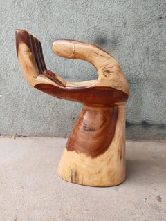 Hand-carved Chair in mahogany shaped as a hand, in the Style of Pedro Friedeberg