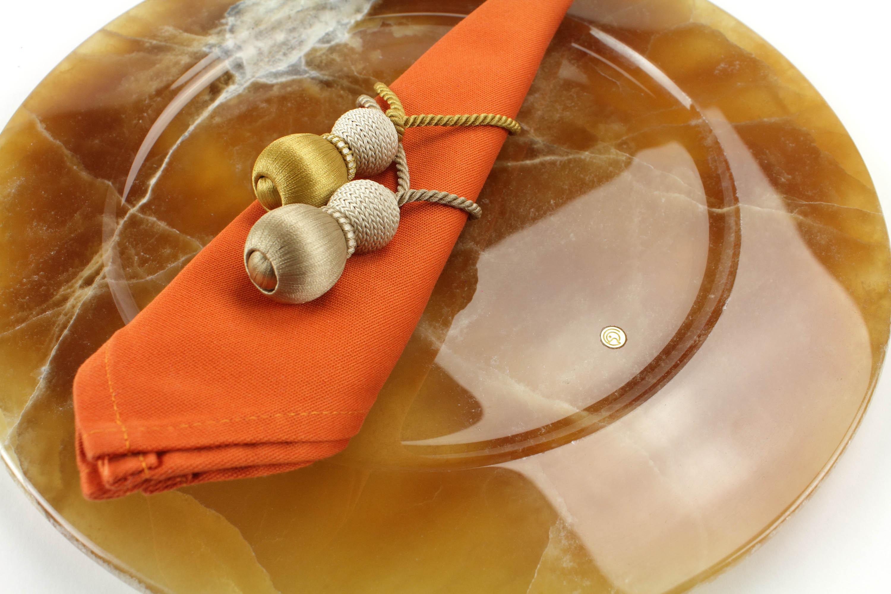 Piatto Charger Platters Serveware Ambra Onice Marmo da collezione Fatto a mano Italia in vendita 4
