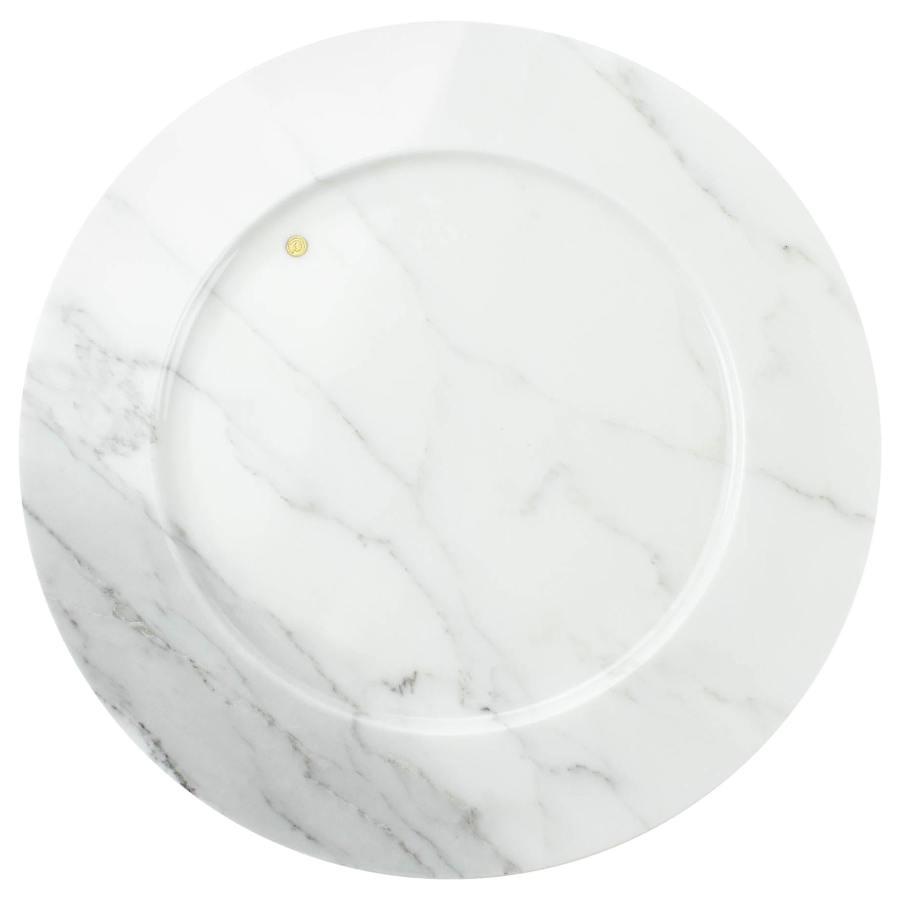 Charger Plates Platters Serveware White Statuary Marble Handmade Italy For Sale