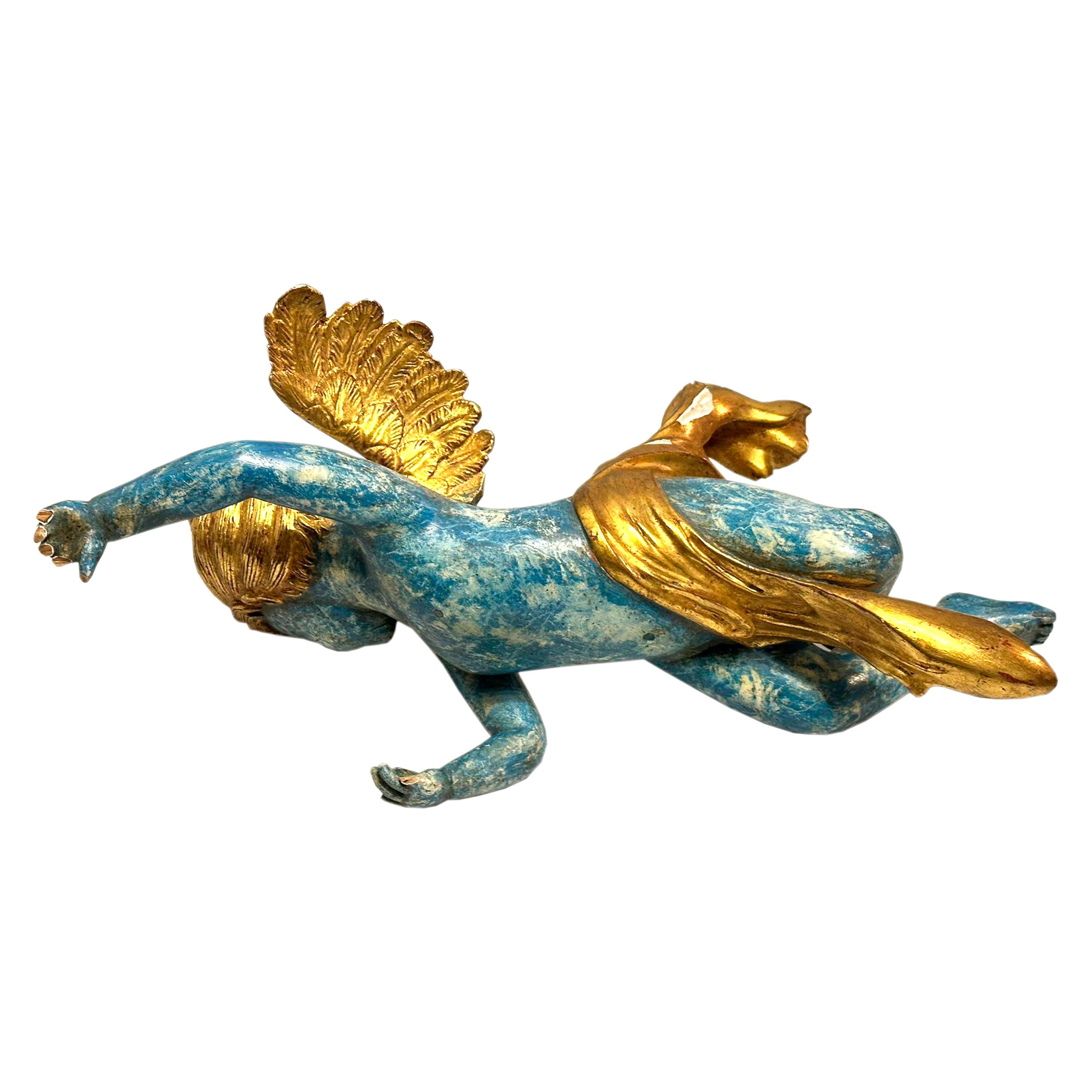 19th Century Hand-carved Cherub Sculptures and Polychrome and Gold Leaf. Italy, 19th century For Sale